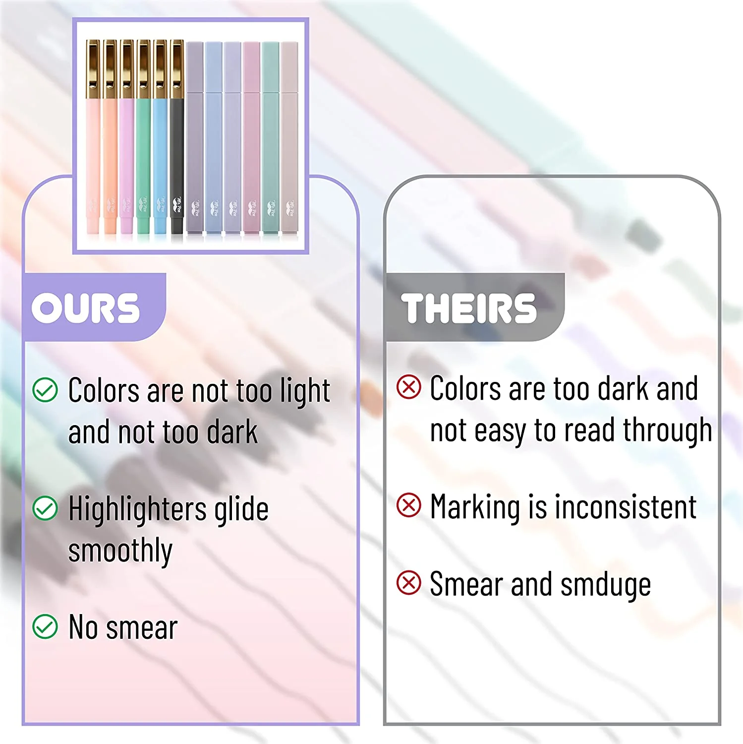 Aesthetic Highlighters & Ballpoint Pens, 12 Pack, Black Ink, No-Bleed, Soft Colors, Chisel Tip + Ballpoint Pens, Journaling & Study Set - Image 12