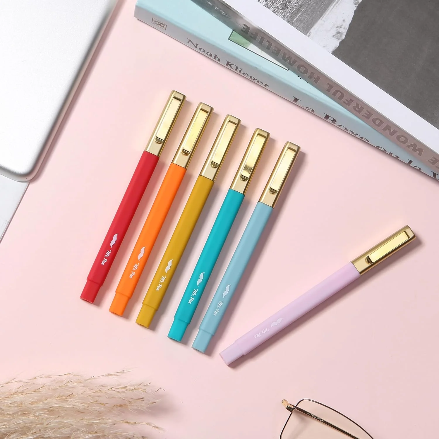 Aesthetic Highlighters & Ballpoint Pens, 12 Pack, Black Ink, No-Bleed, Soft Colors, Chisel Tip + Ballpoint Pens, Journaling & Study Set - Image 23