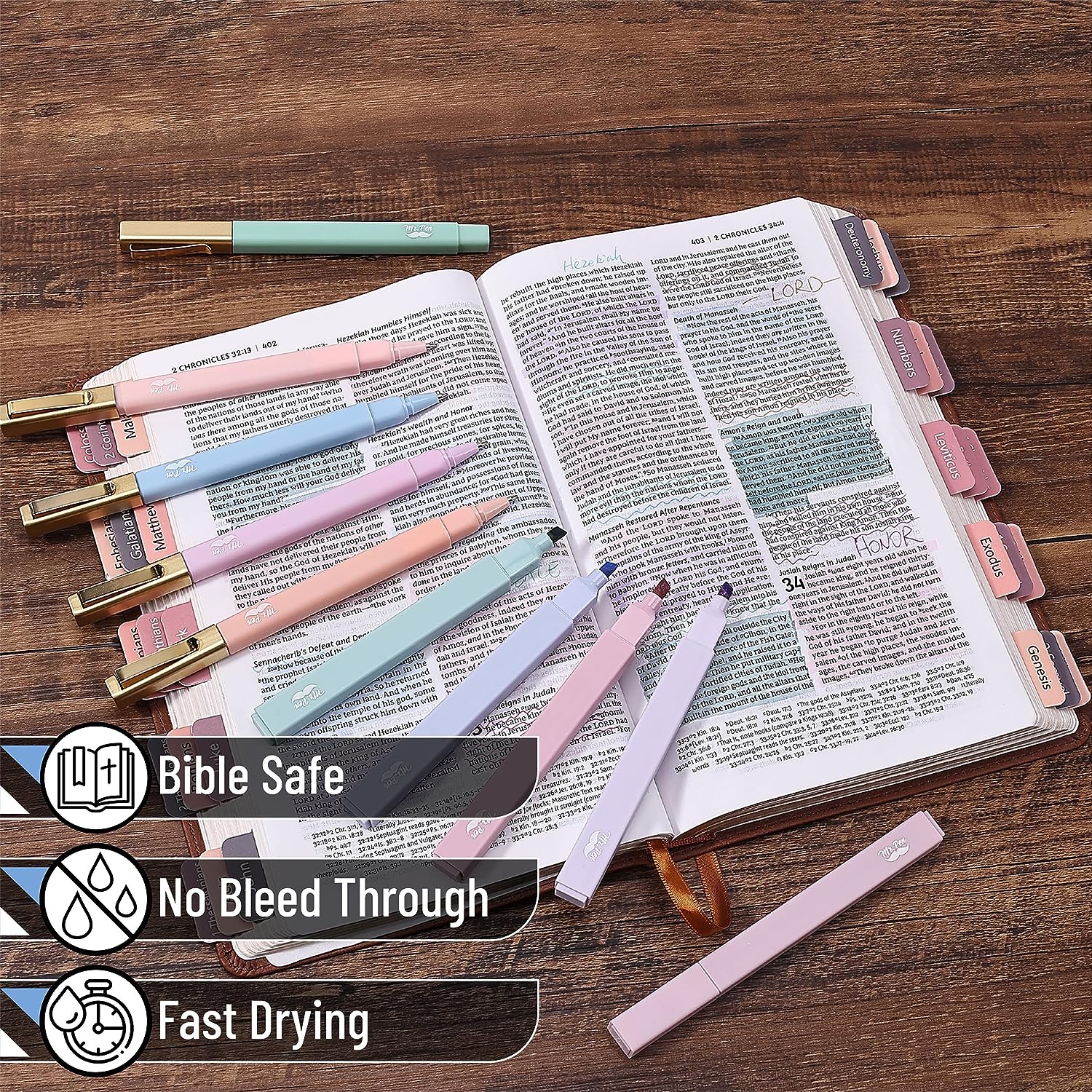 Aesthetic Highlighters & Ballpoint Pens, 12 Pack, Black Ink, No-Bleed, Soft Colors, Chisel Tip + Ballpoint Pens, Journaling & Study Set - Image 3