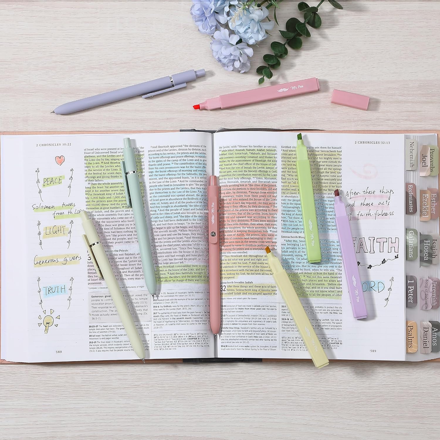 Aesthetic Highlighters and Gel Pens, 10 Pack, Assorted Color Bible Highlighters No Bleed, Black Ink Gel Pens, Highlighter Pens, No Bleed Highlighters for Bibles, Gel Pens - Image 5