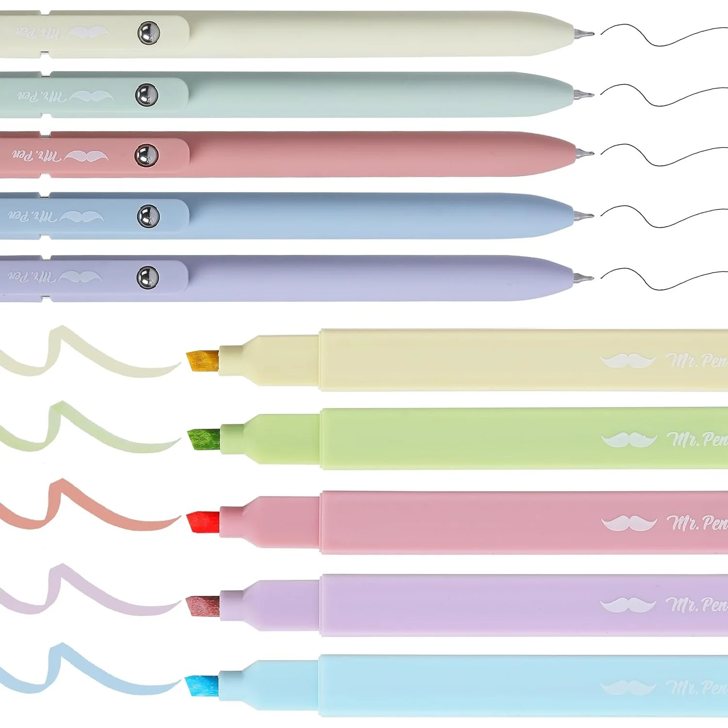 Aesthetic Highlighters and Gel Pens, 10 Pack, Assorted Color Bible Highlighters No Bleed, Black Ink Gel Pens, Highlighter Pens, No Bleed Highlighters for Bibles, Gel Pens - Image 7