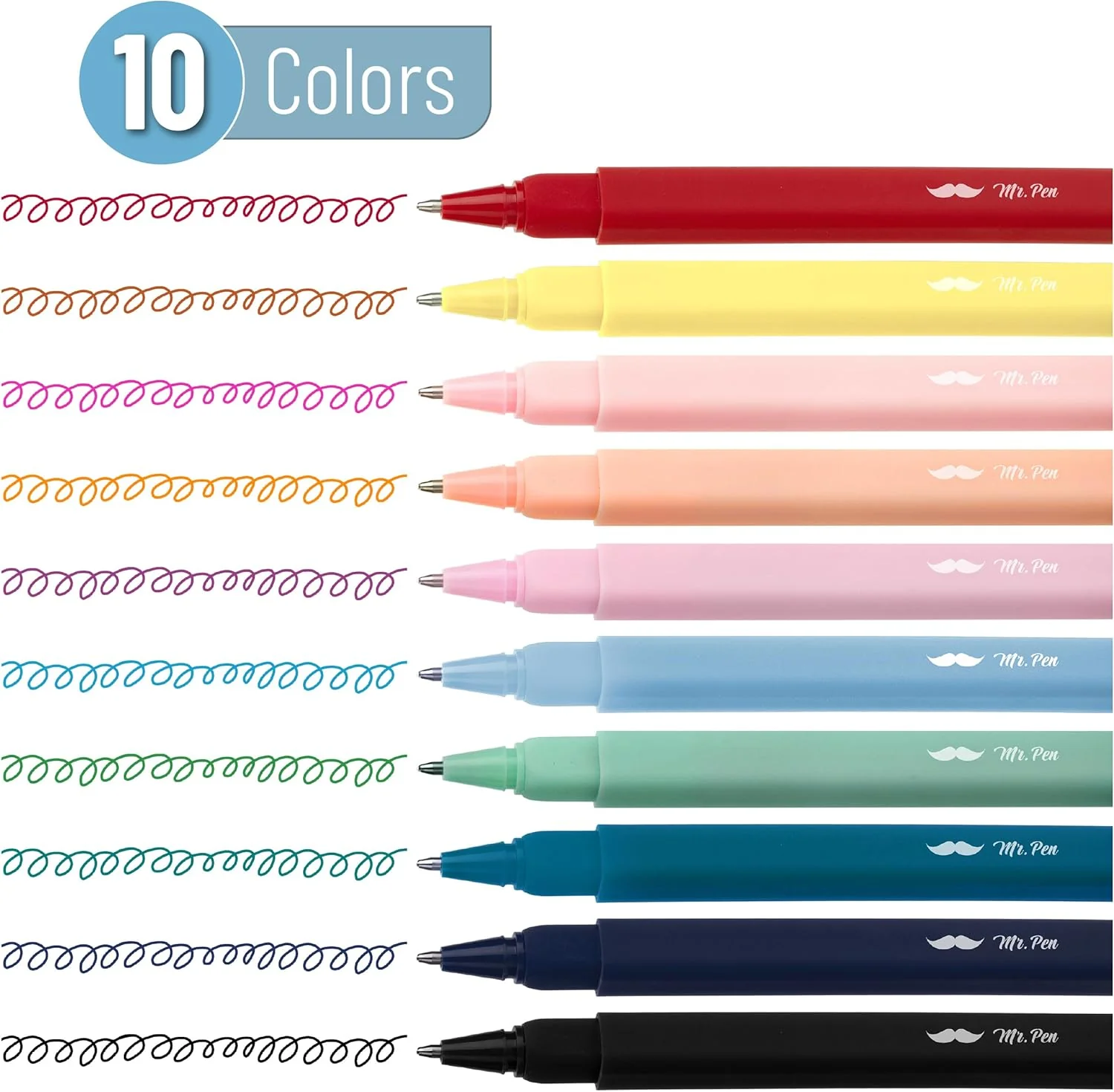 Aesthetic Pens, 10 Pack, Assorted Colors, Square Body, 0.7mm Fine Point Ballpoint Pens - Image 3