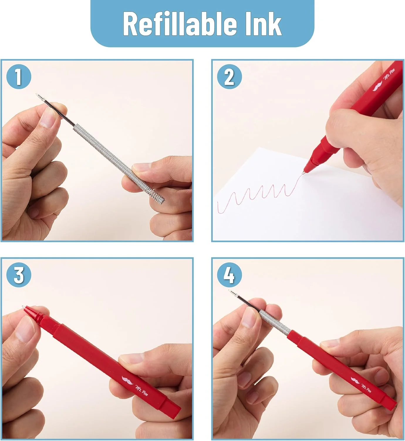 Aesthetic Pens, 10 Pack, Assorted Colors, Square Body, 0.7mm Fine Point Ballpoint Pens - Image 7