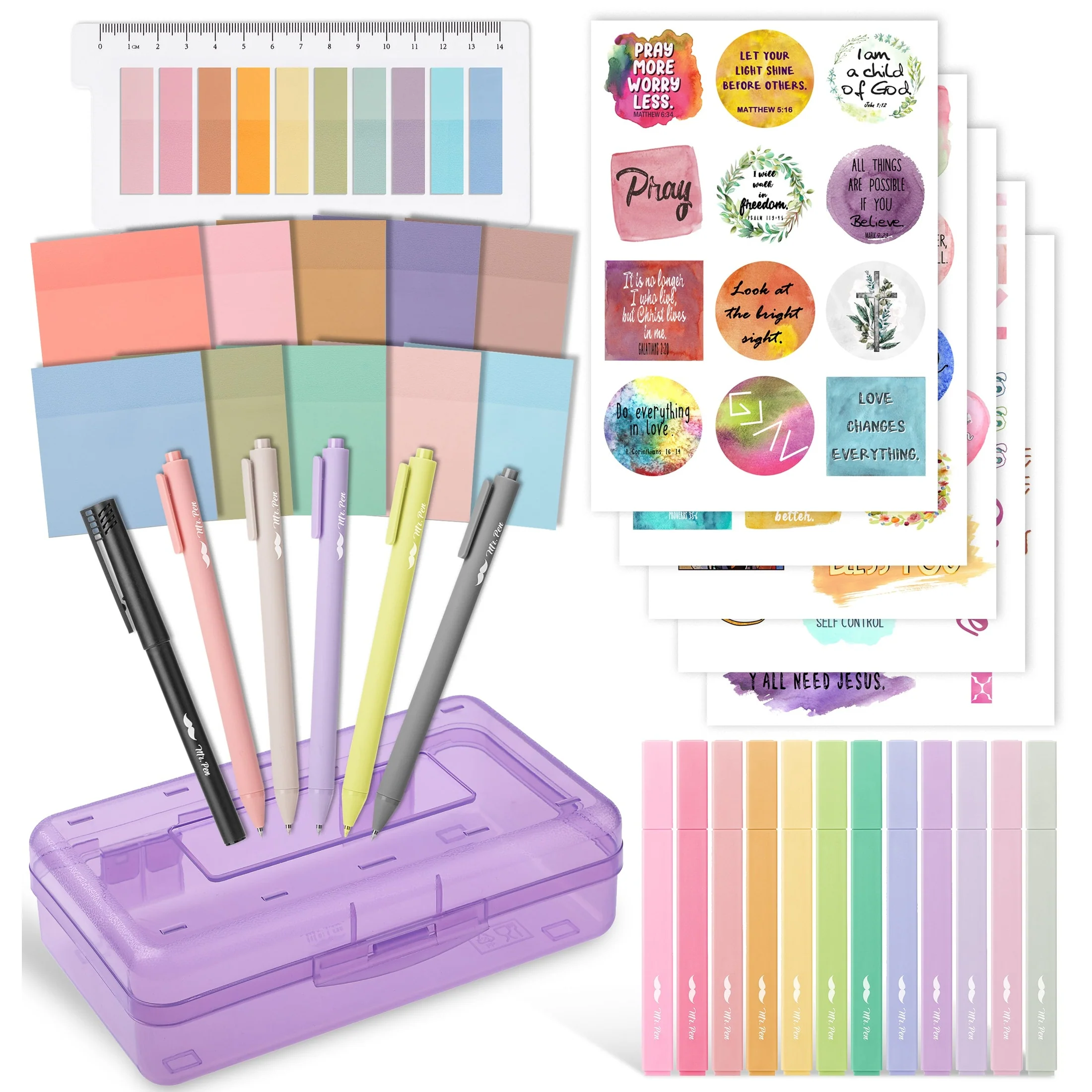Bible Journaling Set – Gel Pens, Highlighters, Sticky Notes, Stickers & Pencil Case Options - Image 5
