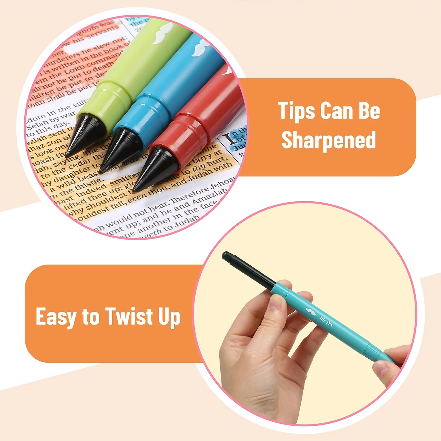 Bible Gel Highlighters, 16 Pack, Assorted Colors, No-Bleed, Twist-Up, Sharpenable Tips - Image 4