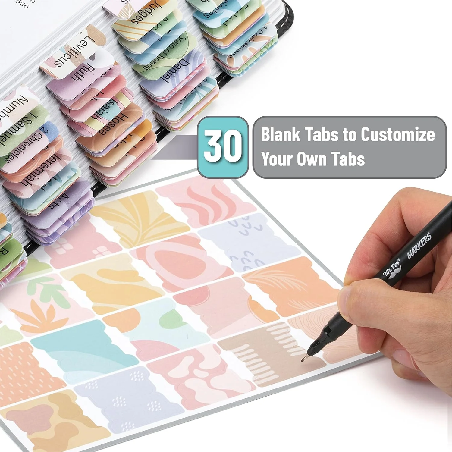 Bible Tabs, 120 Count, Laminated, Easy Apply, Old & New Testament, Includes 30 Customizable Blank Tabs - Image 3