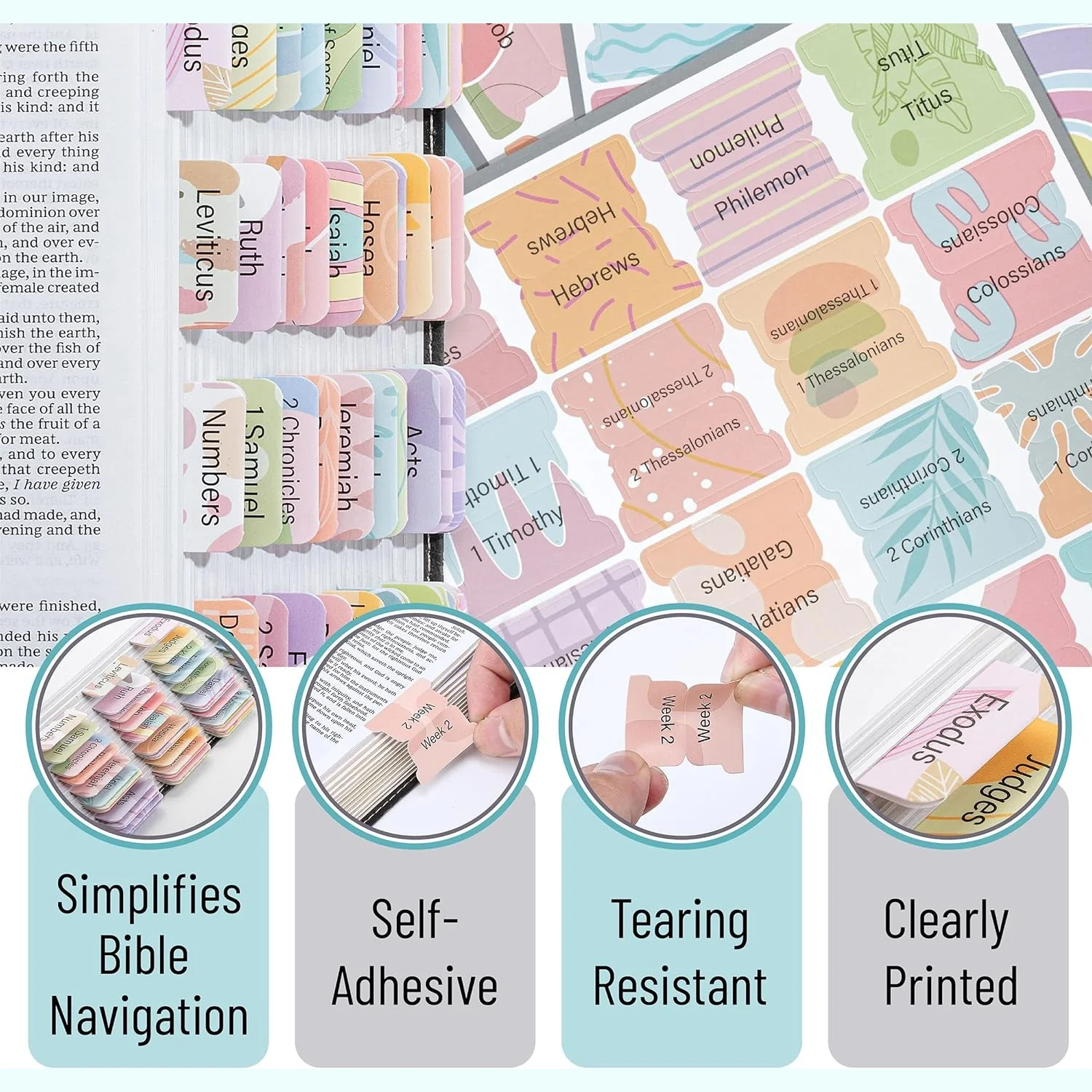 Bible Tabs, 120 Count, Laminated, Easy Apply, Old & New Testament, Includes 30 Customizable Blank Tabs - Image 5