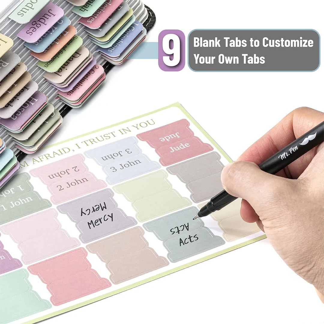 Bible Tabs, 75 Minimal Morandi, Laminated, Easy Apply, Old & New Testament, Neutral Designs - Image 3