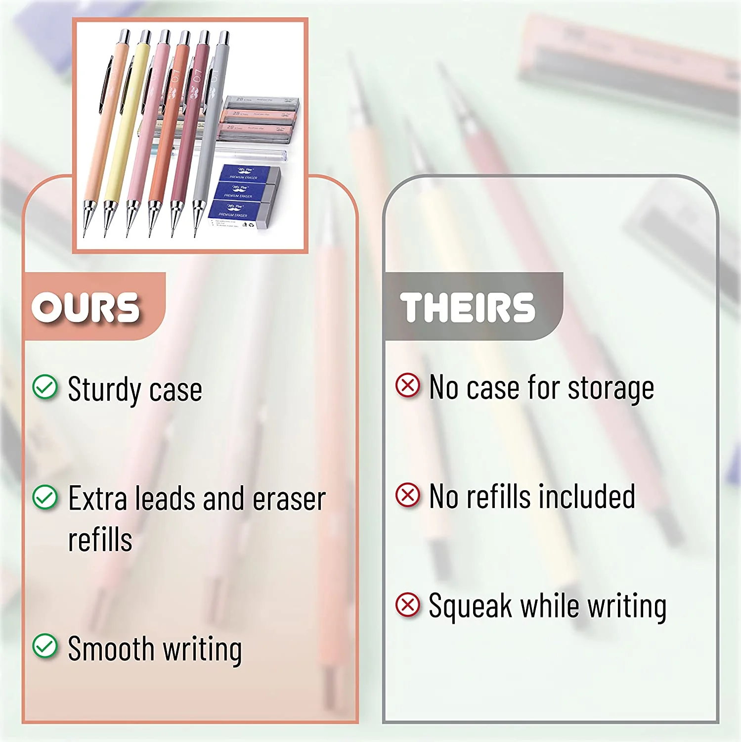 Pastel Boho Mechanical Pencils, 6 Pack, 0.5 & 0.7mm, Refills - Image 4
