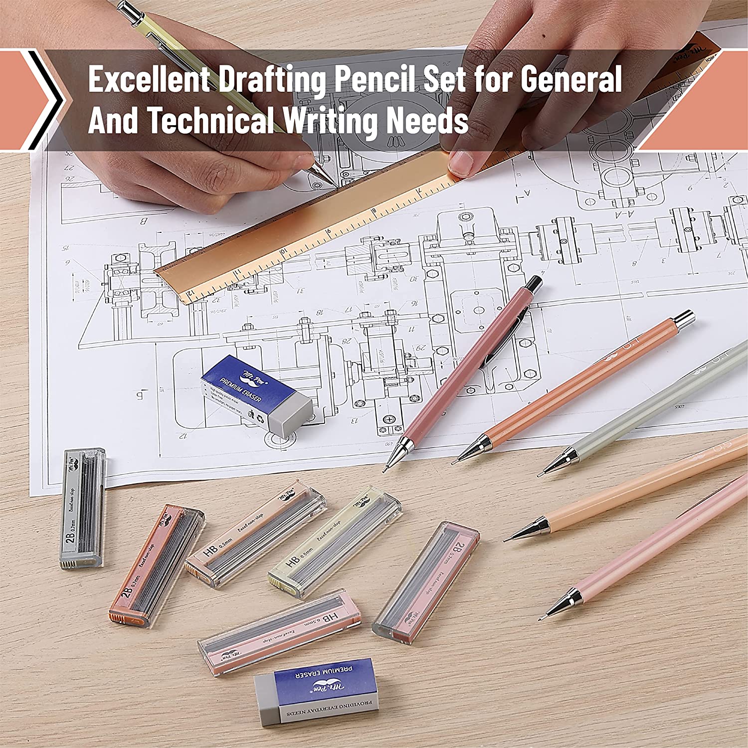 Pastel Boho Mechanical Pencils, 6 Pack, 0.5 & 0.7mm, Refills - Image 5