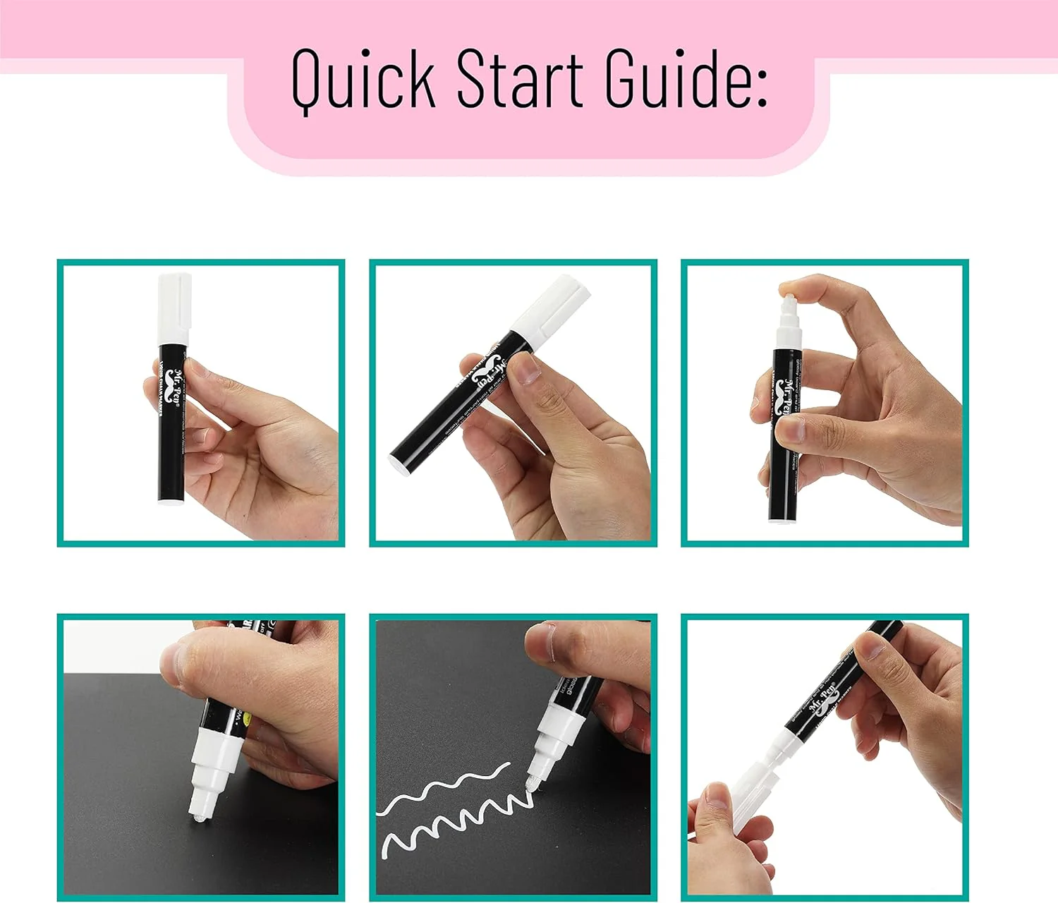 White Chalk Markers, 8 Pack, Reversible Tip, Erasable - Image 5