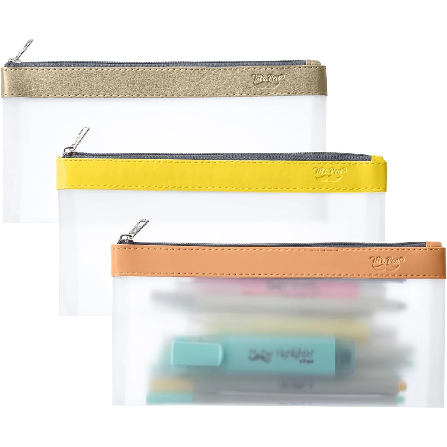 Clear Pencil Pouches, 3 Pack, Transparent TPU Zipper Bags for School, Travel & Makeup - Image 10