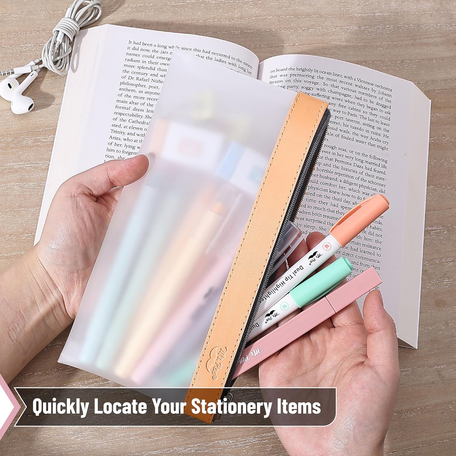 Clear Pencil Pouches, 3 Pack, Transparent TPU Zipper Bags for School, Travel & Makeup - Image 13