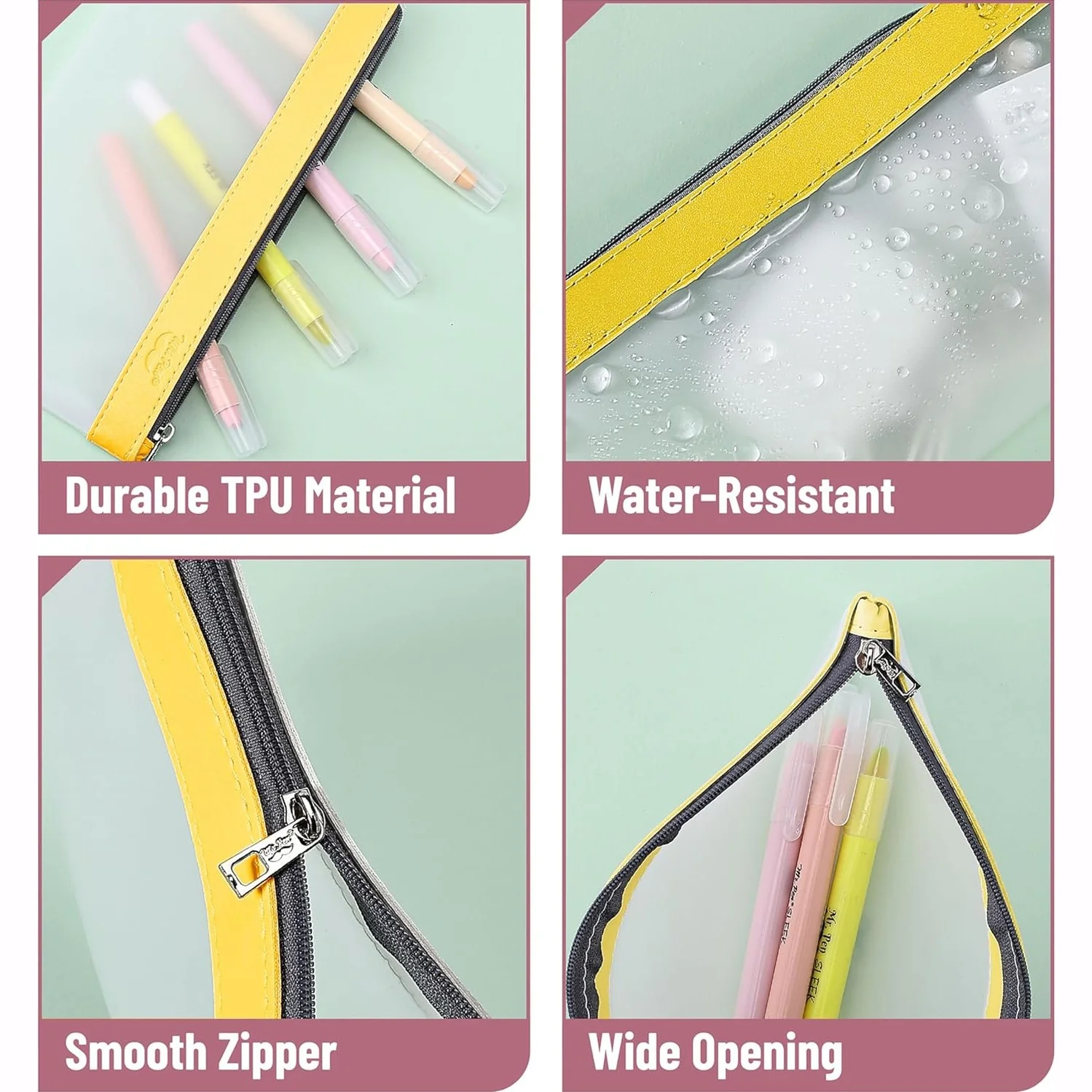 Clear Pencil Pouches, 3 Pack, Transparent TPU Zipper Bags for School, Travel & Makeup - Image 14