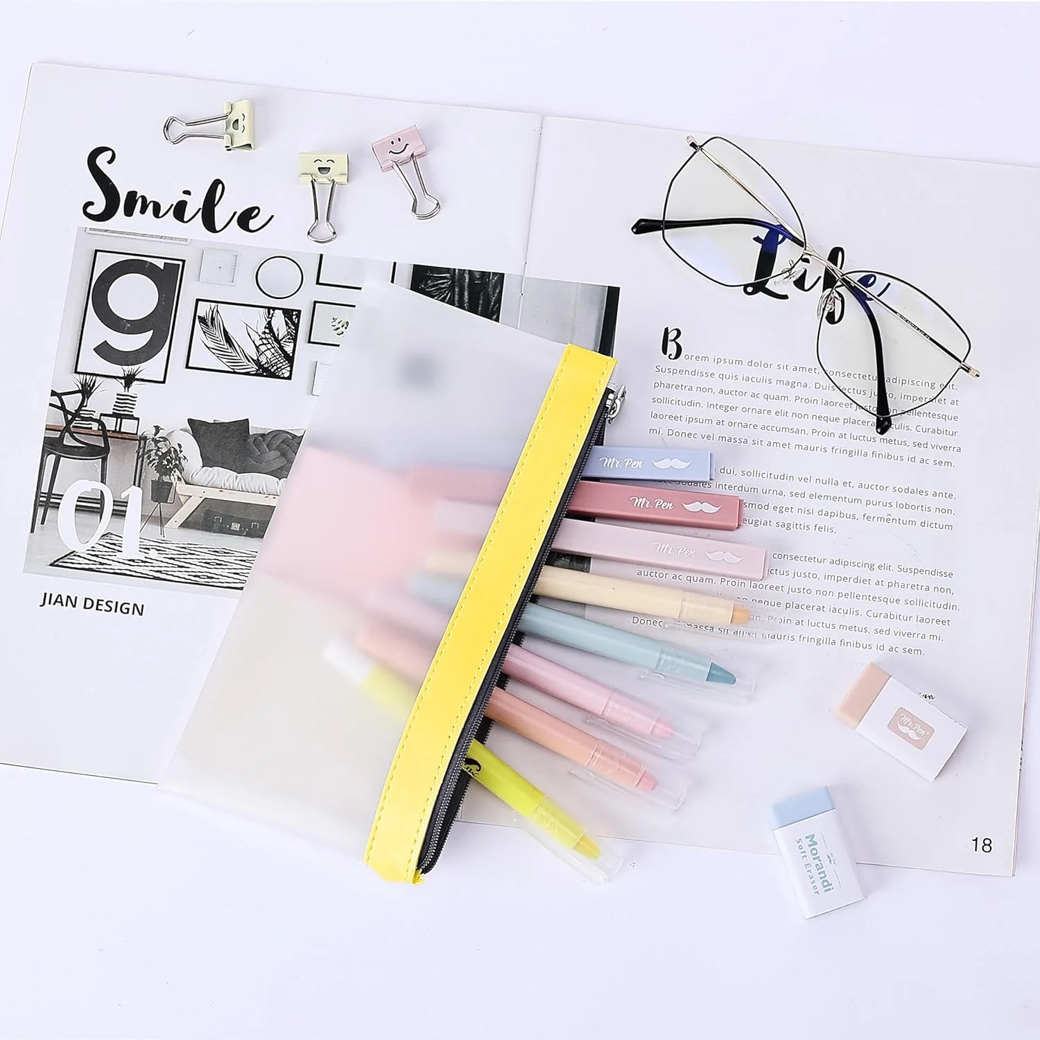Clear Pencil Pouches, 3 Pack, Transparent TPU Zipper Bags for School, Travel & Makeup - Image 17