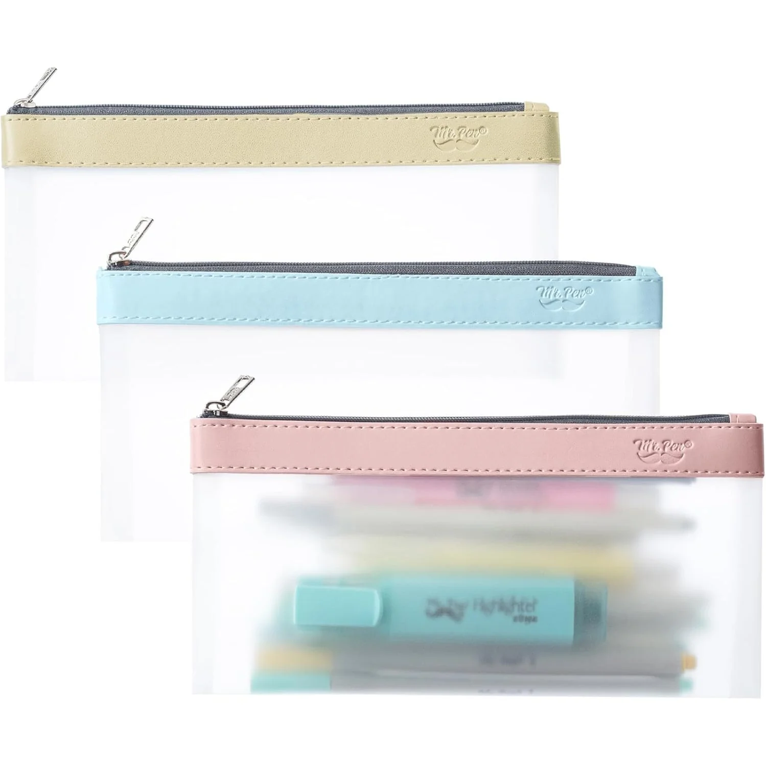 Clear Pencil Pouches, 3 Pack, Transparent TPU Zipper Bags for School, Travel & Makeup - Image 18