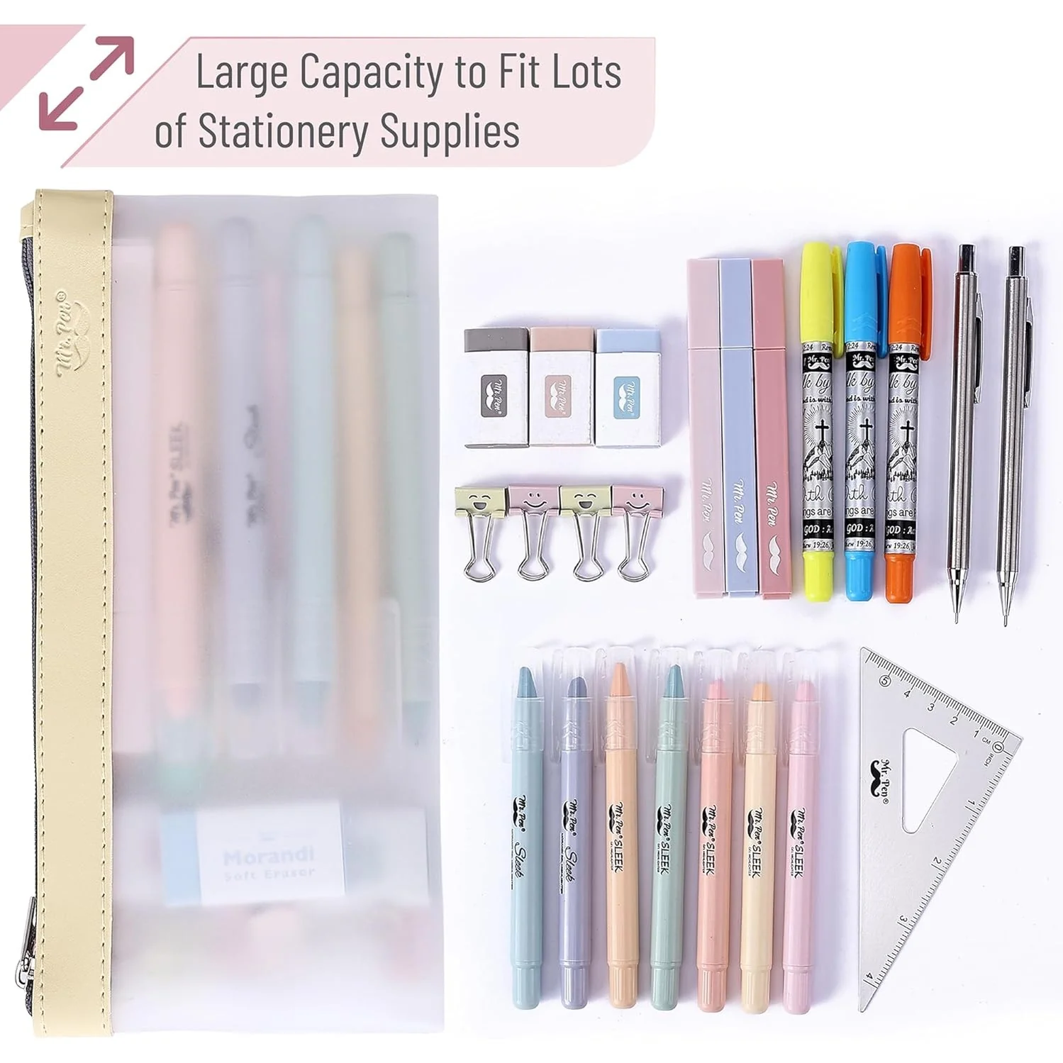 Clear Pencil Pouches, 3 Pack, Transparent TPU Zipper Bags for School, Travel & Makeup - Image 23