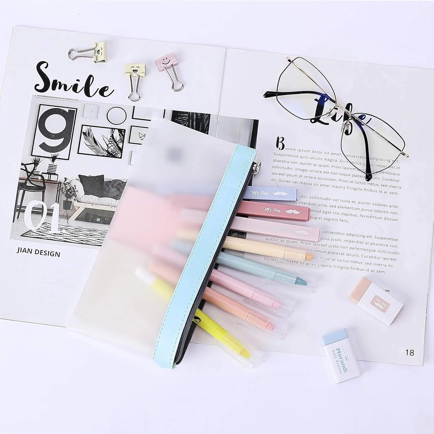 Clear Pencil Pouches, 3 Pack, Transparent TPU Zipper Bags for School, Travel & Makeup - Image 25