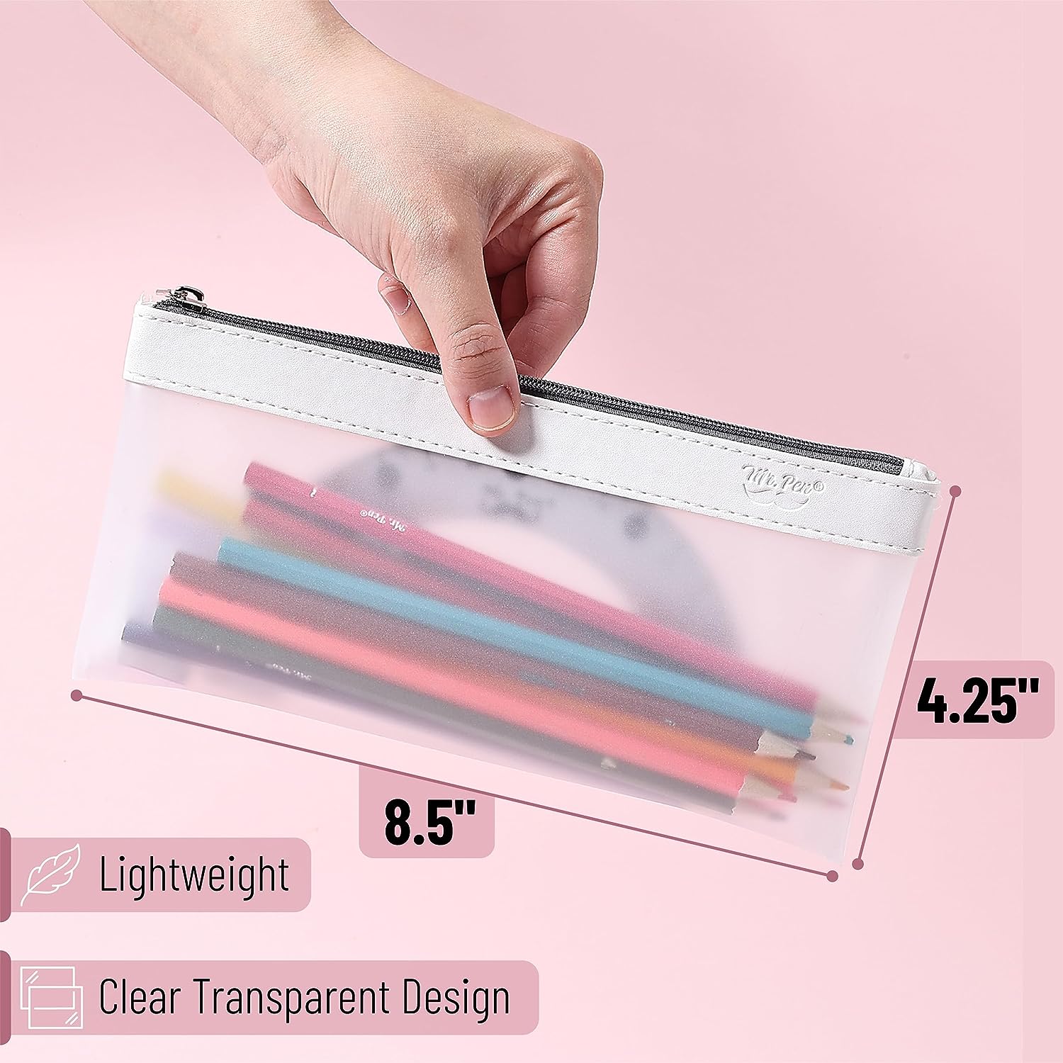 Clear Pencil Pouches, 3 Pack, Transparent TPU Zipper Bags for School, Travel & Makeup - Image 3