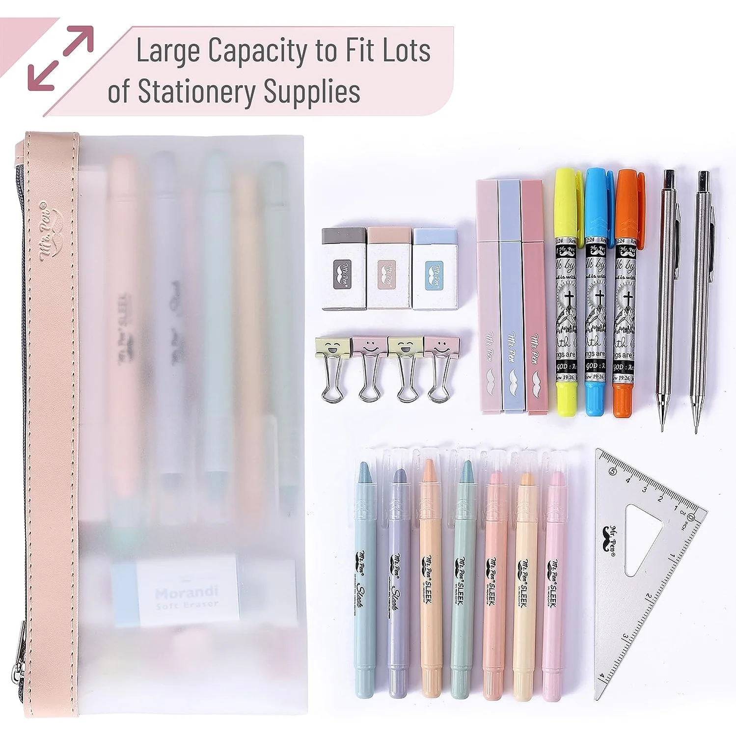 Clear Pencil Pouches, 3 Pack, Transparent TPU Zipper Bags for School, Travel & Makeup - Image 6