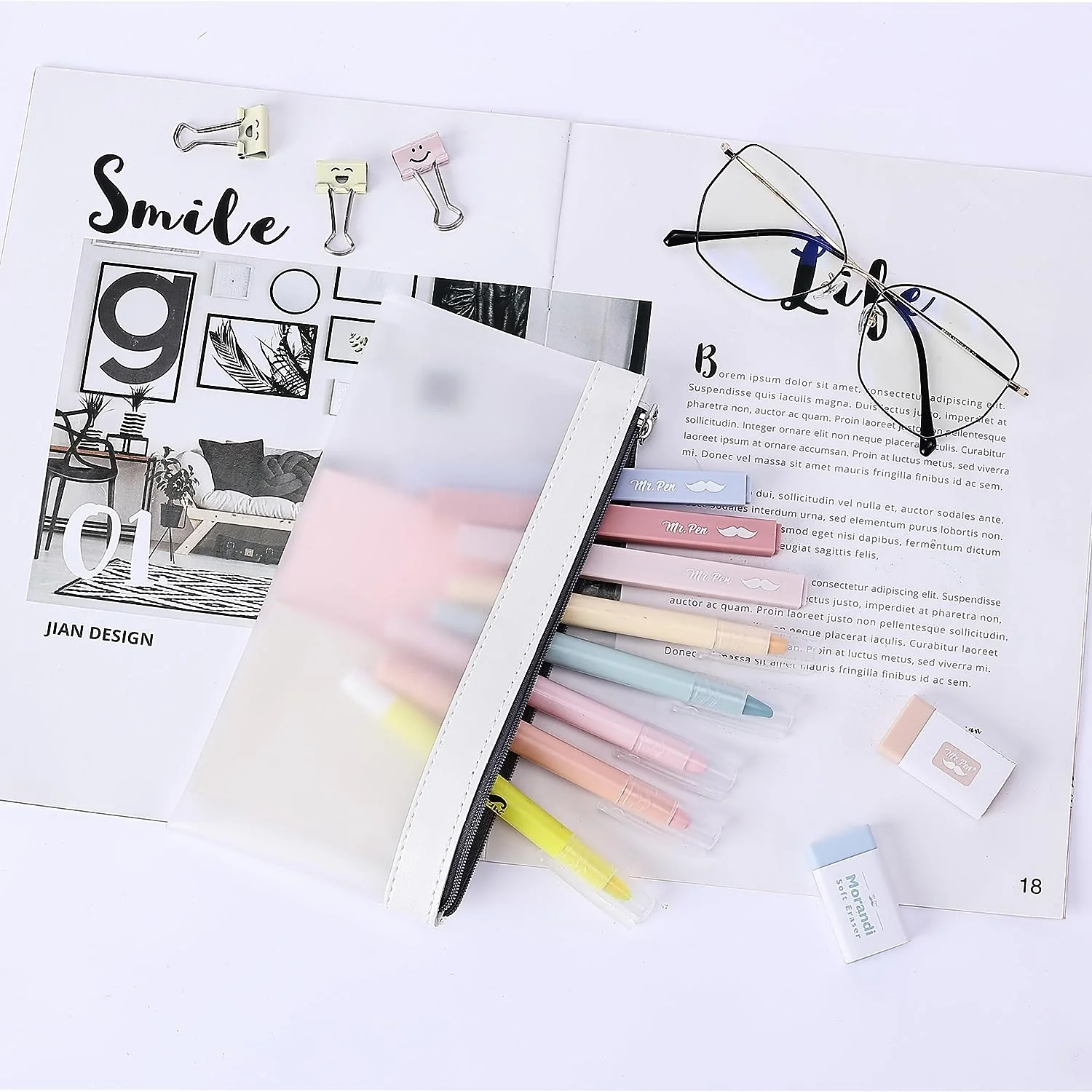 Clear Pencil Pouches, 3 Pack, Transparent TPU Zipper Bags for School, Travel & Makeup - Image 8