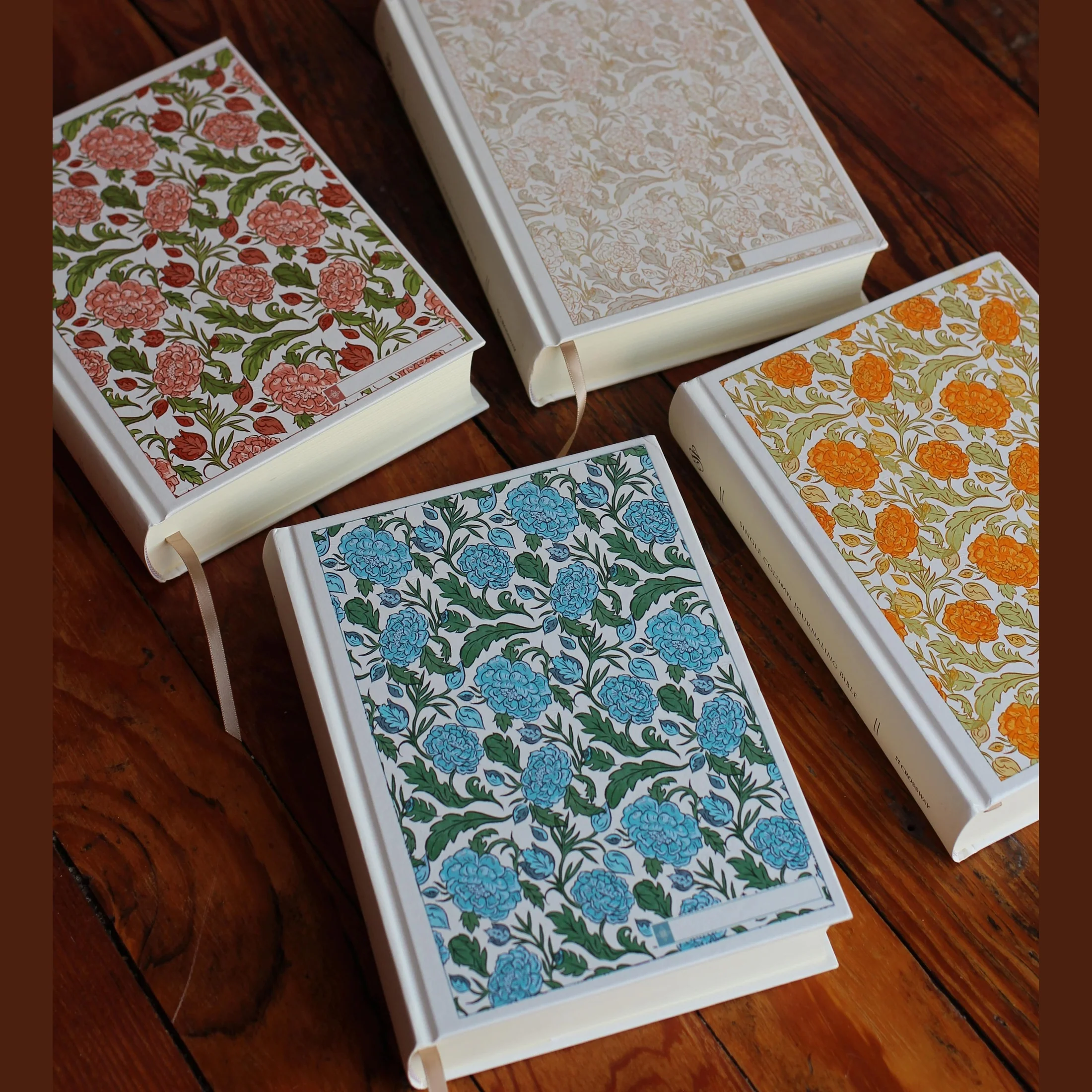ESV Custom Single Column Journaling Bible®, Floral Hardcover with Name Box – Pink, Blue, Cream, or Marigold - Image 3