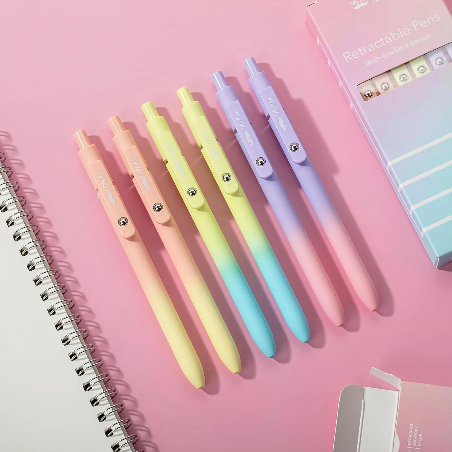 Customizable Retractable Gel Pens, Gradient Color Barrels, Black Gel Pens, Fine Point 0.5mm - Image 6
