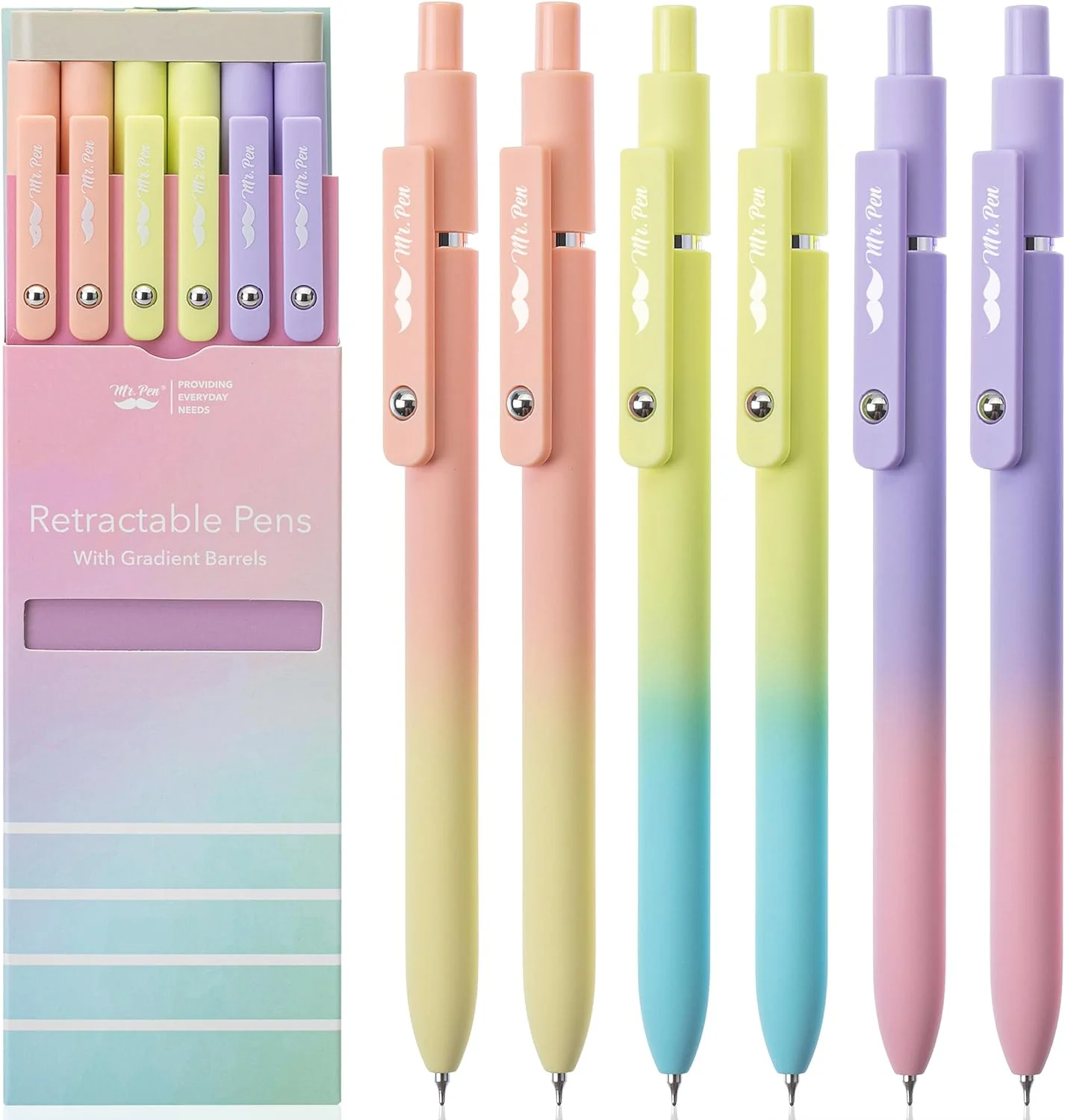 Customizable Retractable Gel Pens, Gradient Color Barrels, Black Gel Pens, Fine Point 0.5mm - Image 8