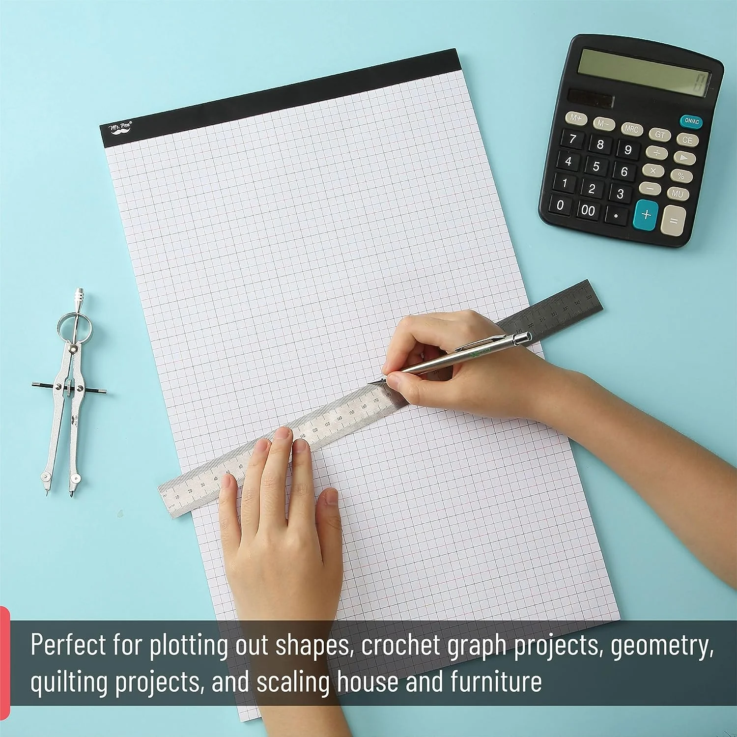 Graph Paper 17x11, 4x4 Grid Paper(1/4 in), Color Lined, 22 Sheets, Drafting - Image 5