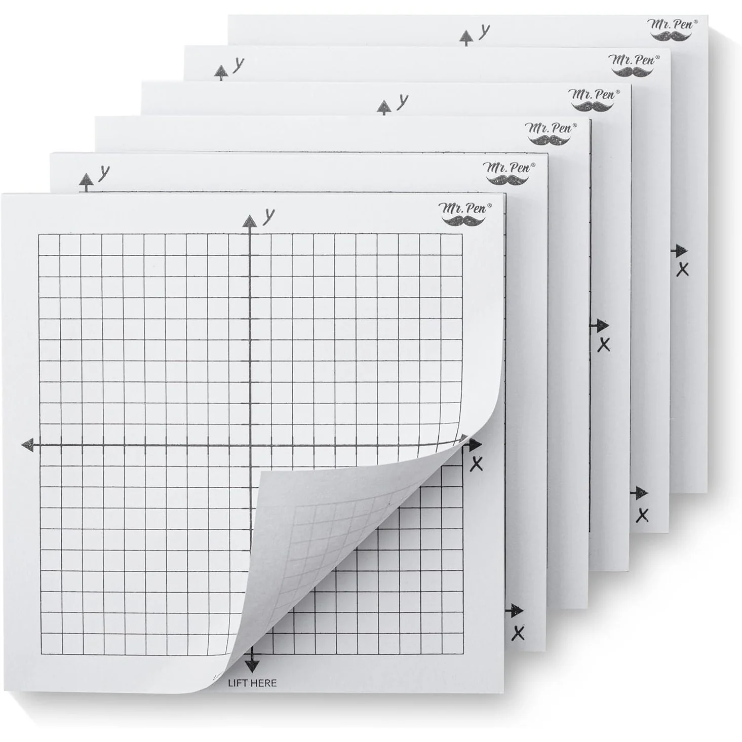 Graph Paper Sticky Notes 3x3, 6 Pads, White, 6 Designs, 300 Sheets - Image 8