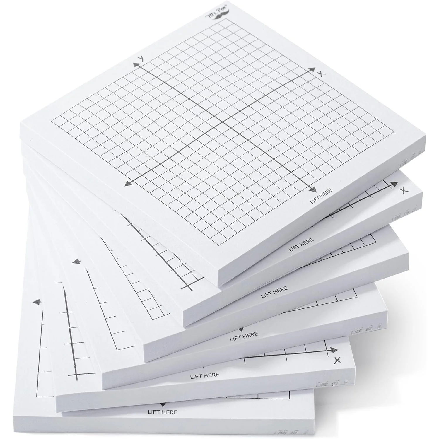 Graph Paper Sticky Notes 3x3, 6 Pads, White, 6 Designs, 300 Sheets - Image 9