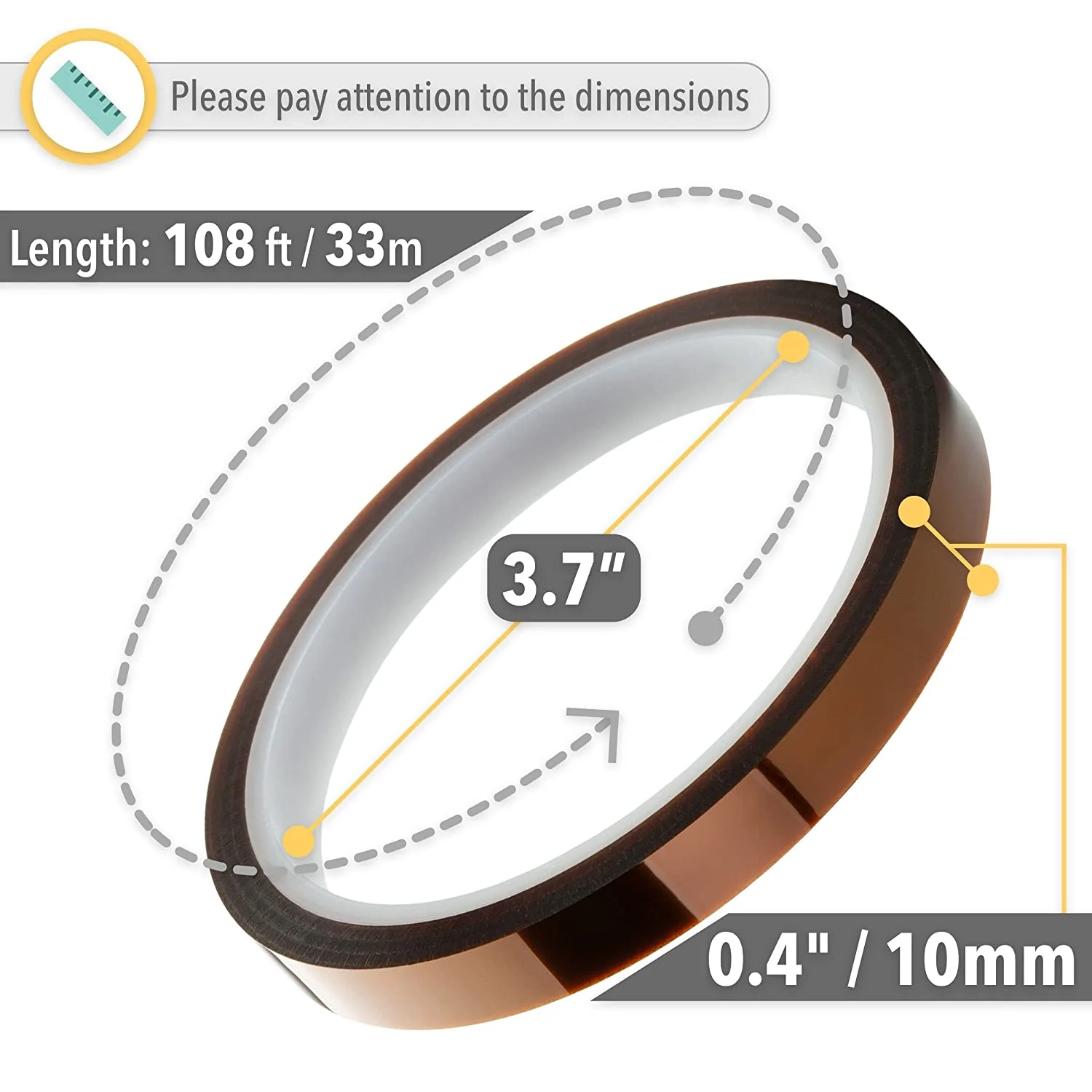 Heat Resistant Tape 10mm x 33m, 2 Rolls, Heat Press Sublimation - Image 3