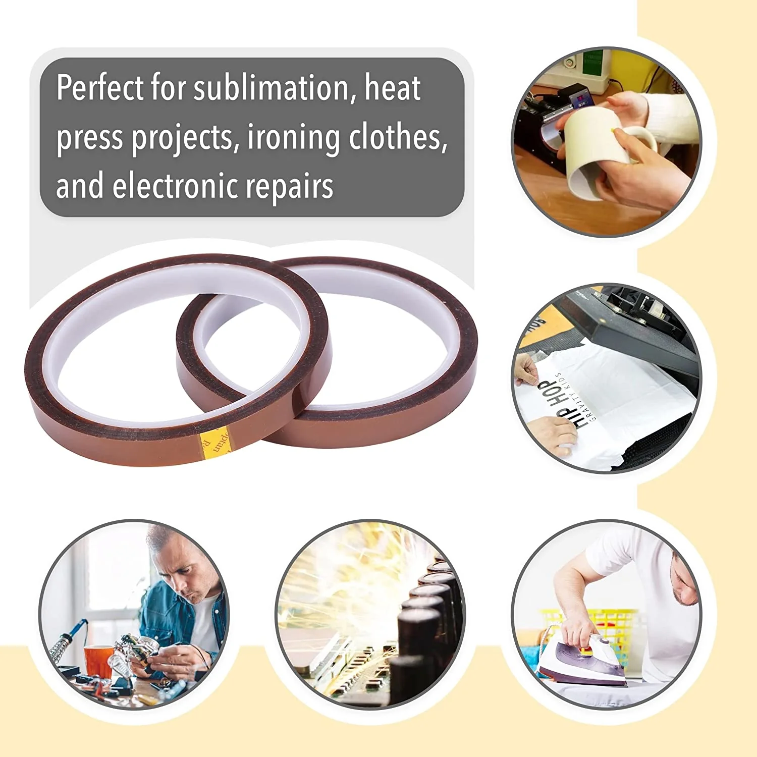 Heat Resistant Tape 10mm x 33m, 2 Rolls, Heat Press Sublimation - Image 6