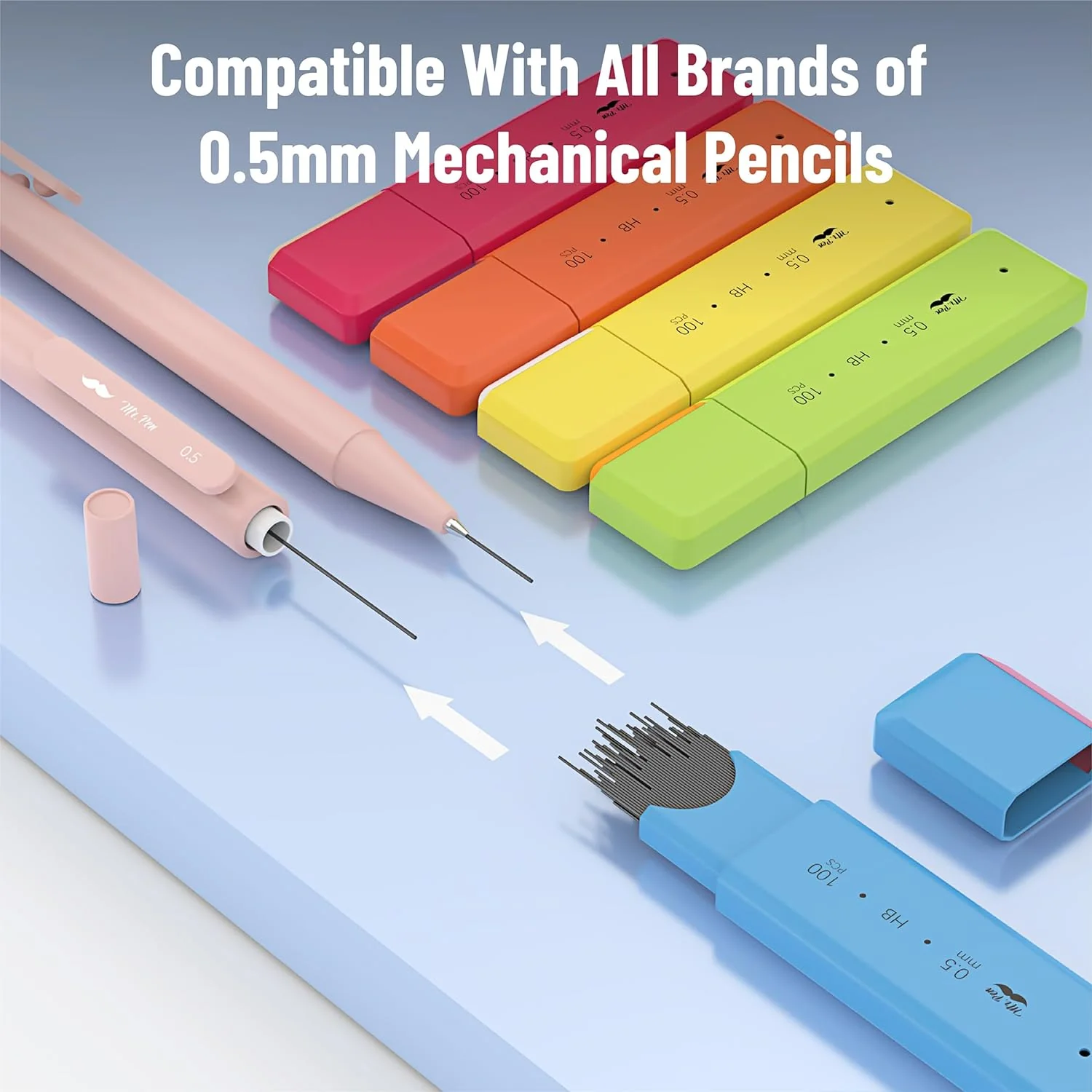 0.5 Lead Refill HB, 5 Pack, 500 pcs, Mechanical Pencils - Image 3