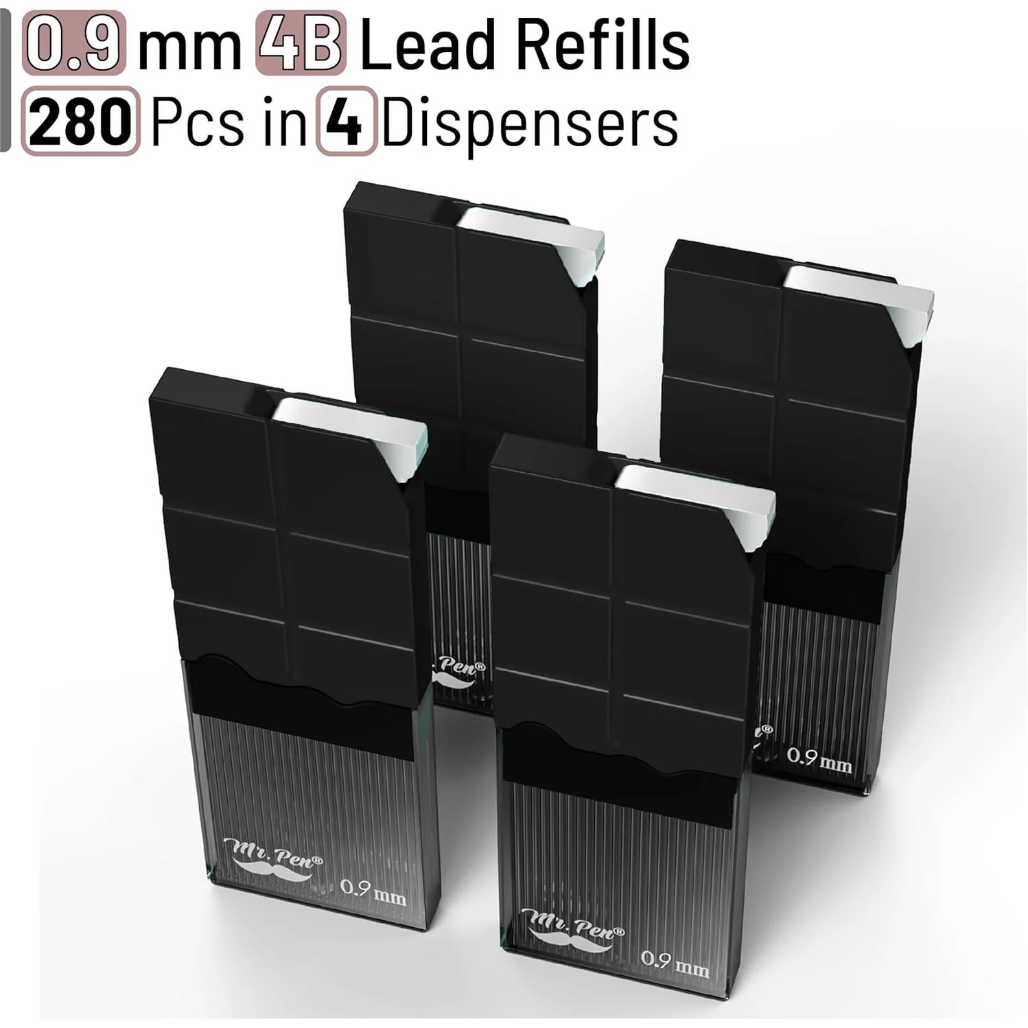 0.9 Mechanical Pencils Lead Refills, 4B, 280 pcs, 4 Pack - Image 3