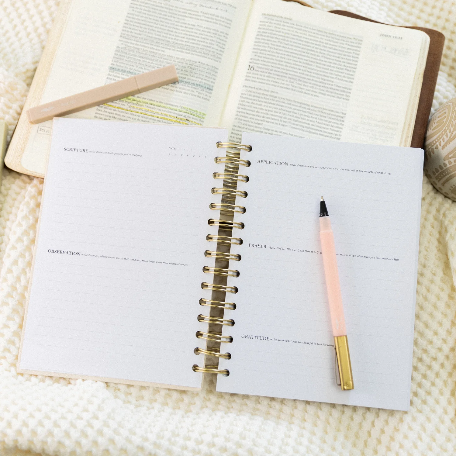 Mr. Pen- Abide Bible Study Journal – A5 Hardcover Journal with 240 Pages, 120gsm Paper, Gold Metal Spiral, Christian Gift for Women, SOAP Bible Study Method - Image 5