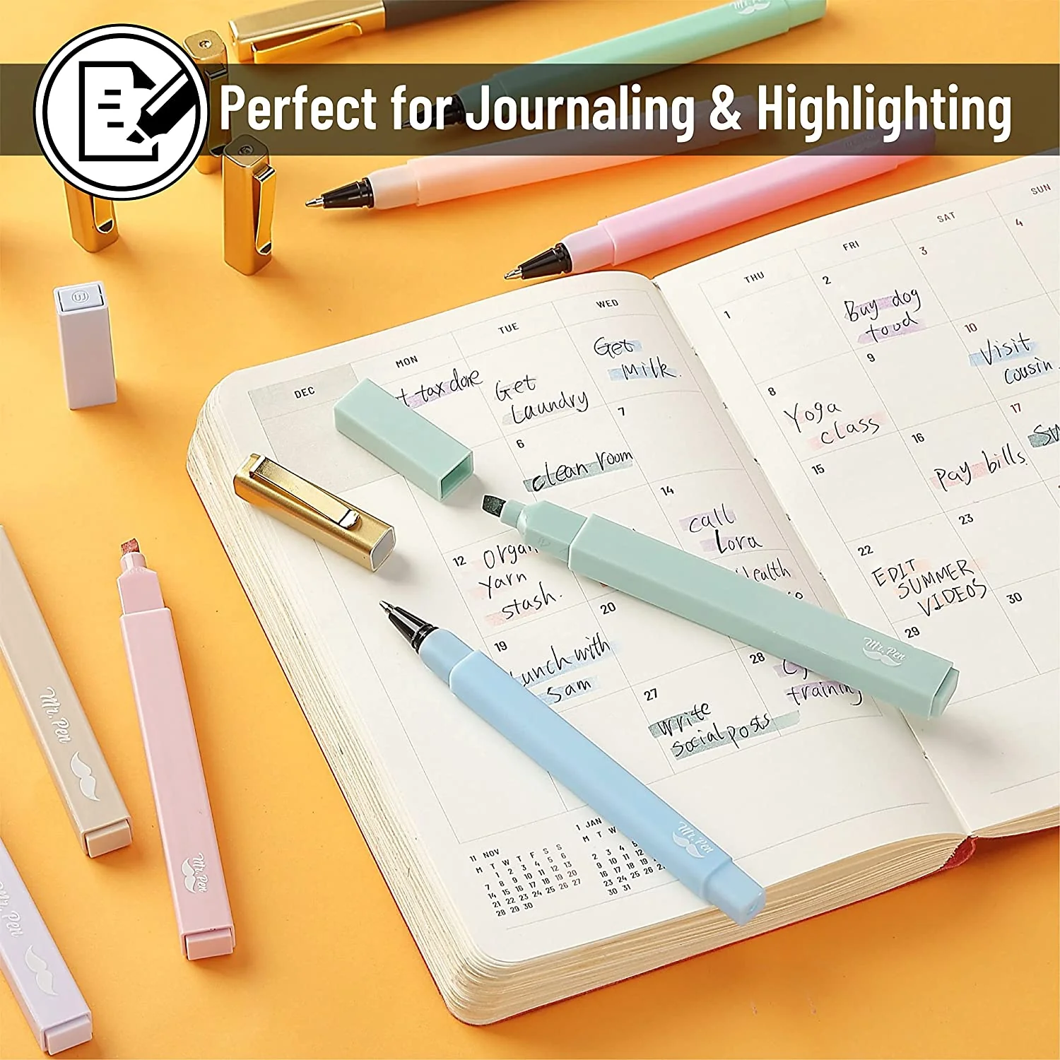 Aesthetic Highlighters and Pens No Bleed, 12 Pack, Pastel Color, Black Ink, No Bleed Highlighters for Bibles - Image 5