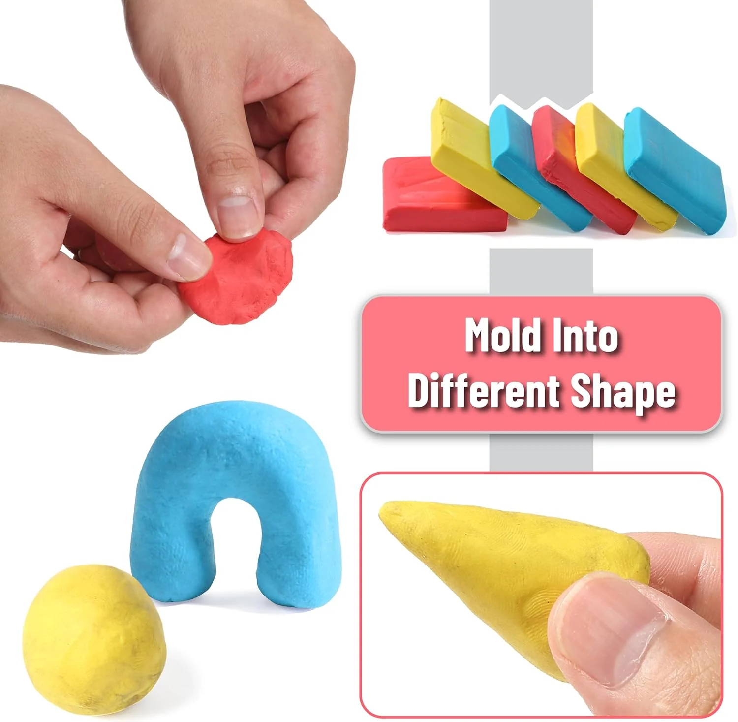 Colorful Kneaded Erasers Set, 19 pcs, 18 Erasers + Sharpener - Image 4