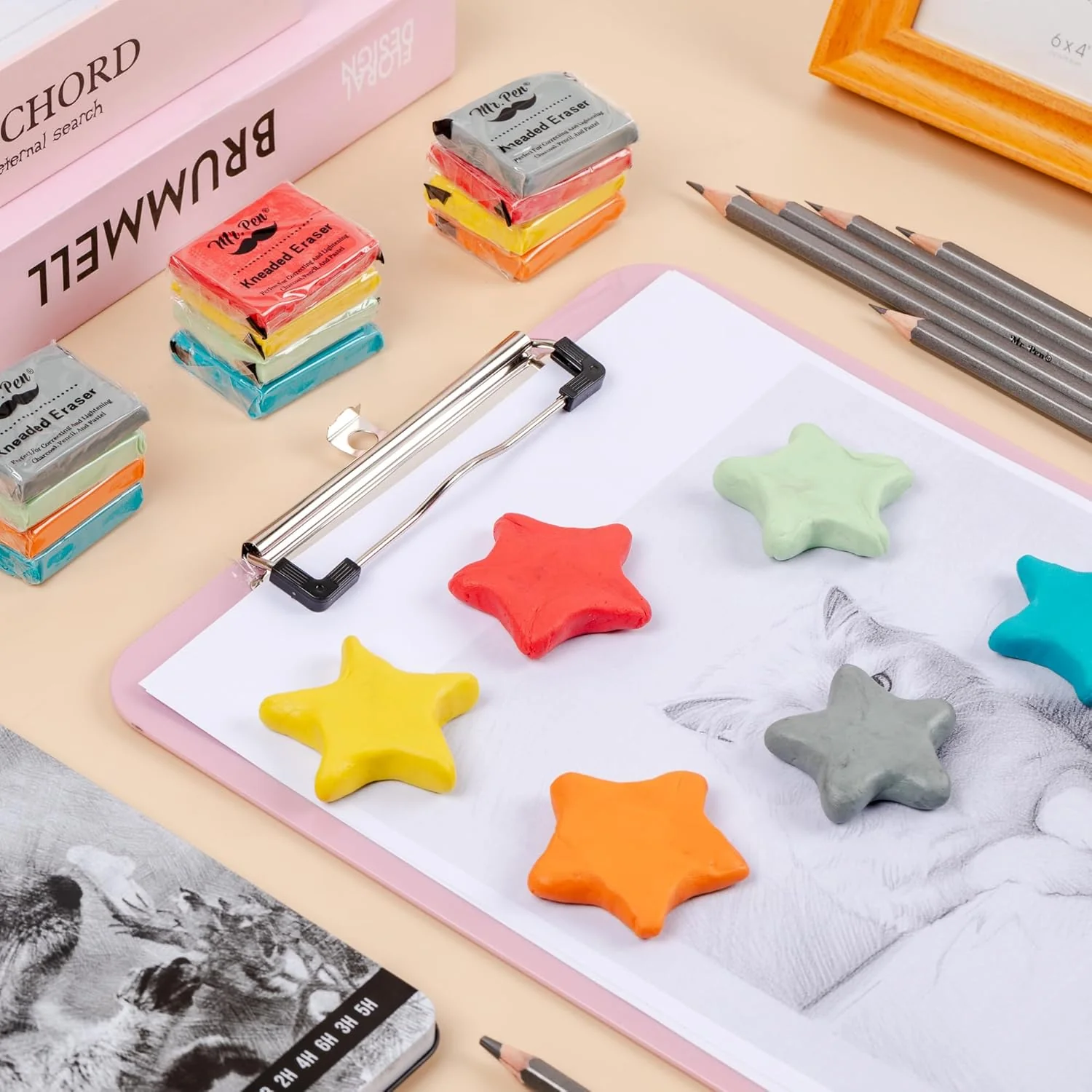 Colorful Kneaded Erasers Set, 19 pcs, 18 Erasers + Sharpener - Image 7