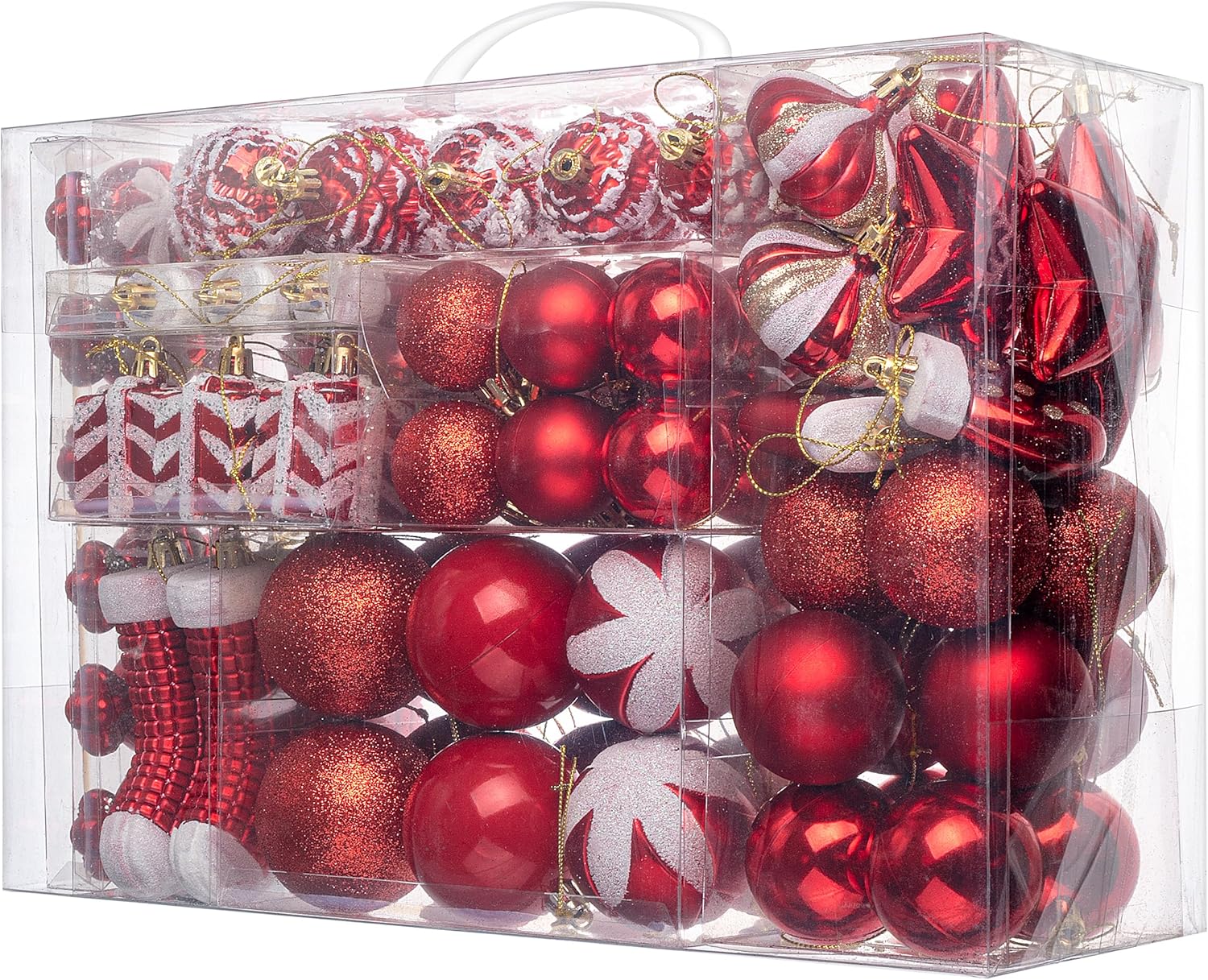 Mr. Pen- Assorted Christmas Ball Ornaments Set, 77 pcs, Red Christmas Ornaments Set, Shatterproof Christmas Ornaments - Image 7
