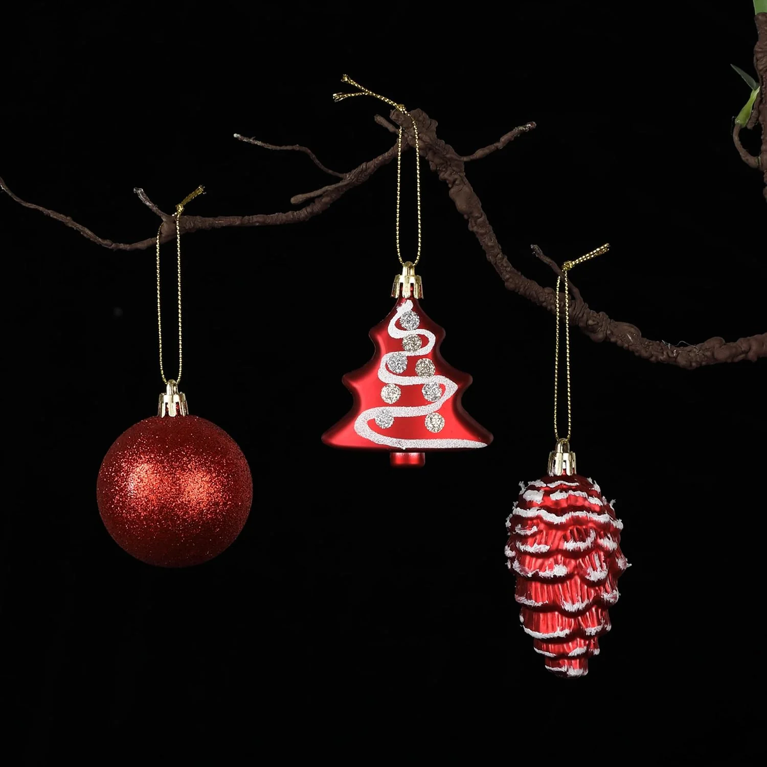 Mr. Pen- Assorted Christmas Ball Ornaments Set, 77 pcs, Red Christmas Ornaments Set, Shatterproof Christmas Ornaments - Image 8