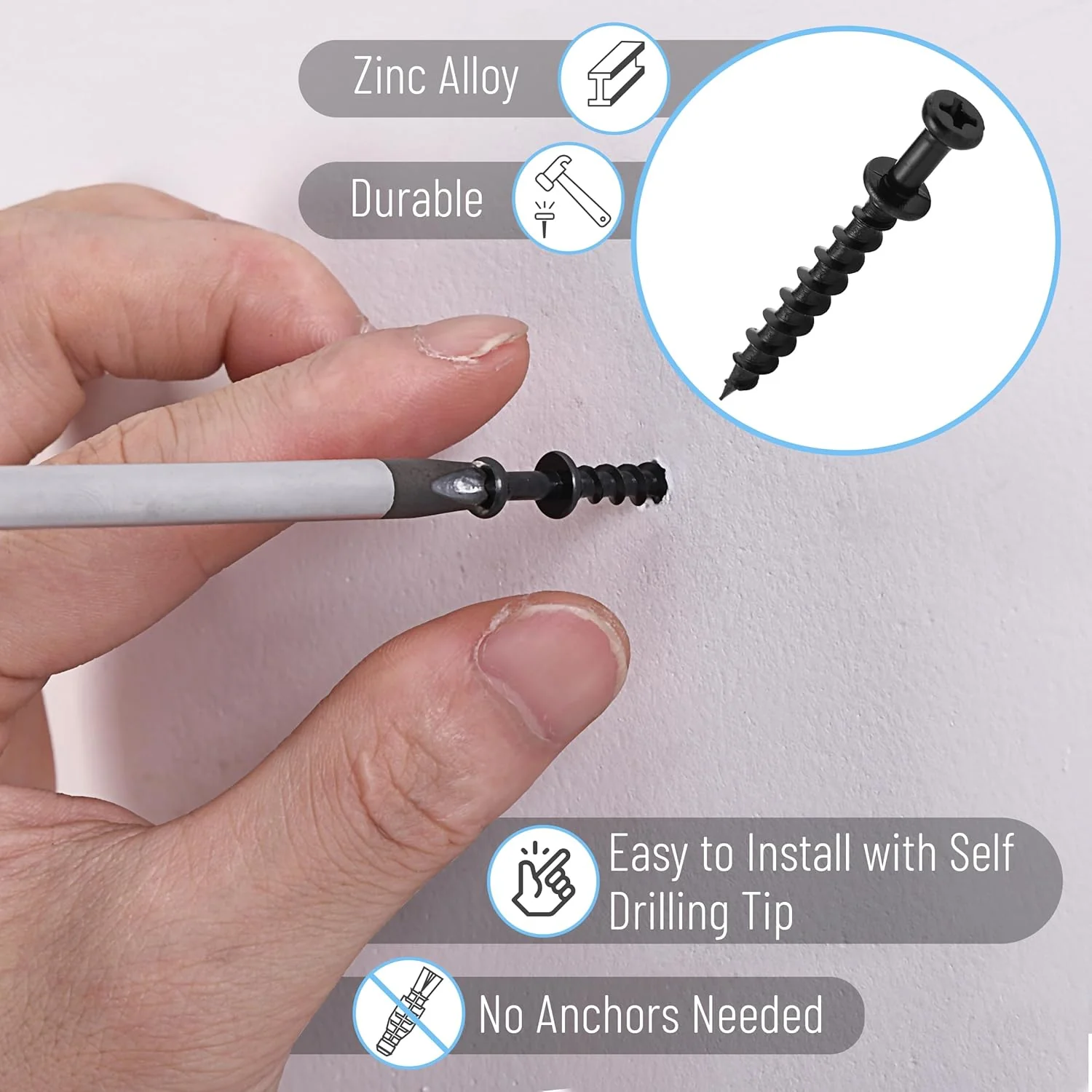 Mr. Pen- Bear Claw Hangers, 50 Pack, Black, 4-in-1 Hanging Screws for D-Rings - Image 6