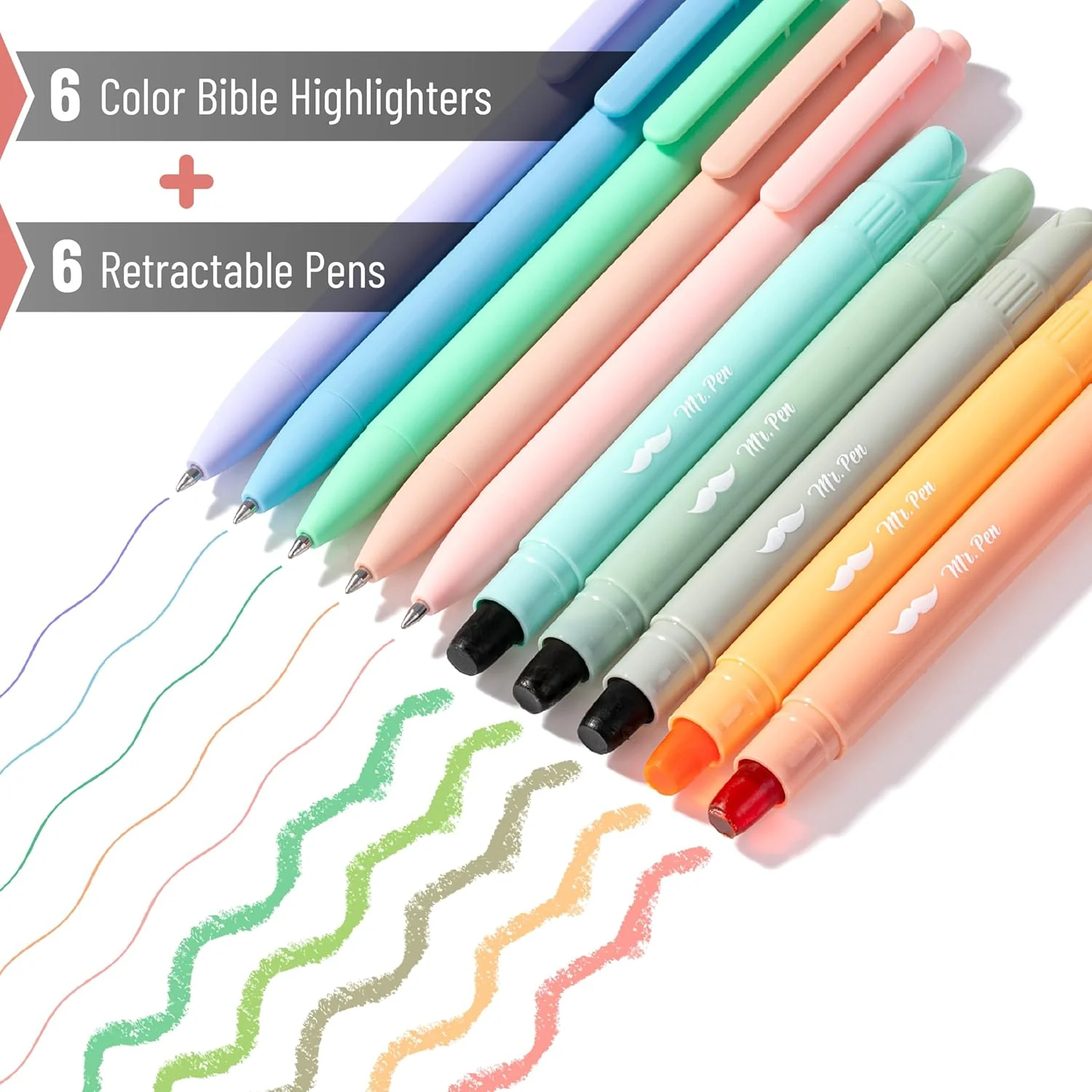 Mr. Pen- Bible Highlighters and Pens, 10 Pack, Gel Highlighters, Cotton Candy Clouds, Bible Highlighters No Bleed, Gel Highlighter No Bleed Through - Image 2