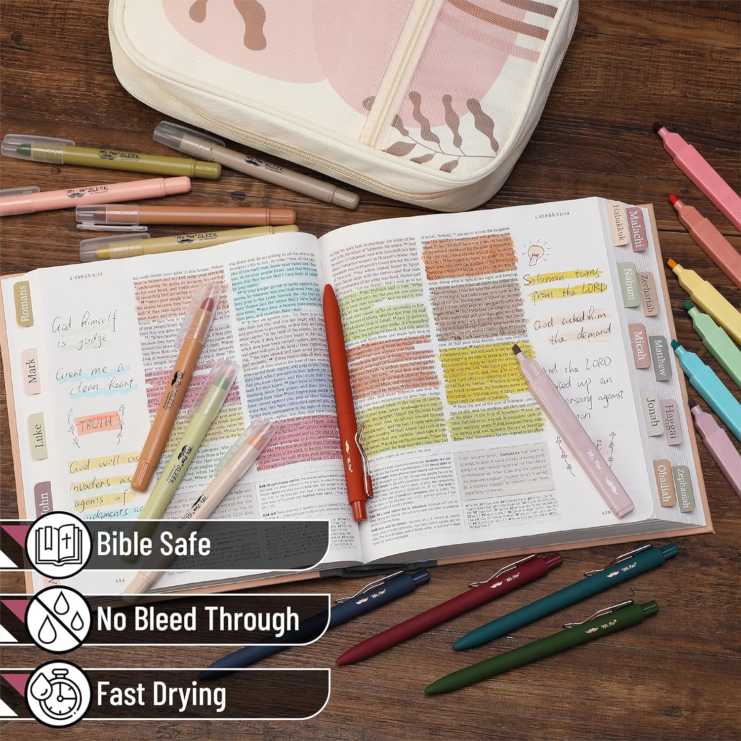 Bible Journaling Kit, 28 Pcs — Bible Case, No Bleed Pens, Highlighters & Tabs - Image 6