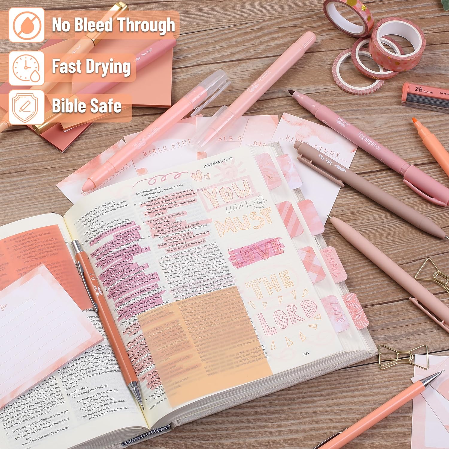 Mr. Pen- Bible Journaling Kit for Women, Sunset Blush, Bible Highlighters and Pens No Bleed, Bible Journaling Supplies - Image 5