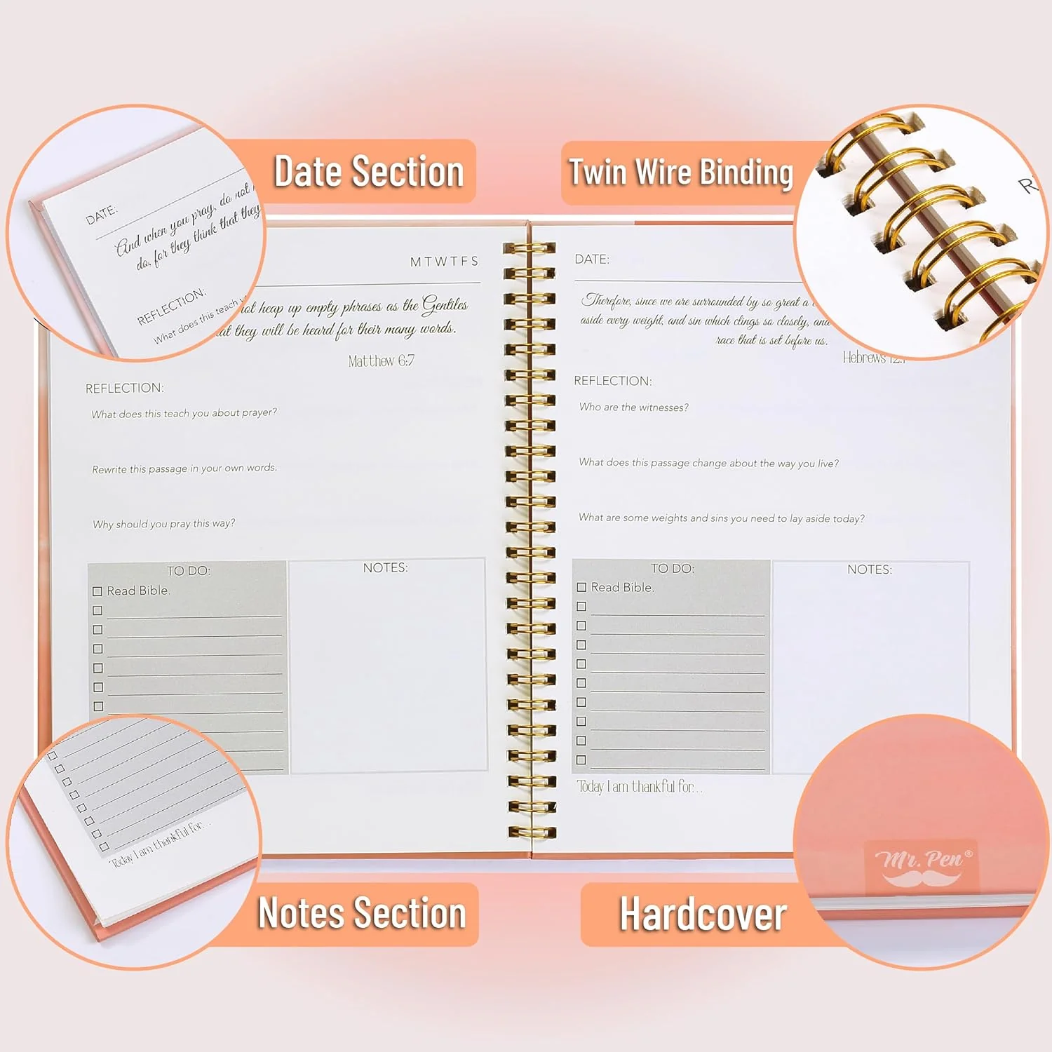 Mr. Pen- Bible Journaling Kit for Women, Sunset Blush, Bible Highlighters and Pens No Bleed, Bible Journaling Supplies - Image 7