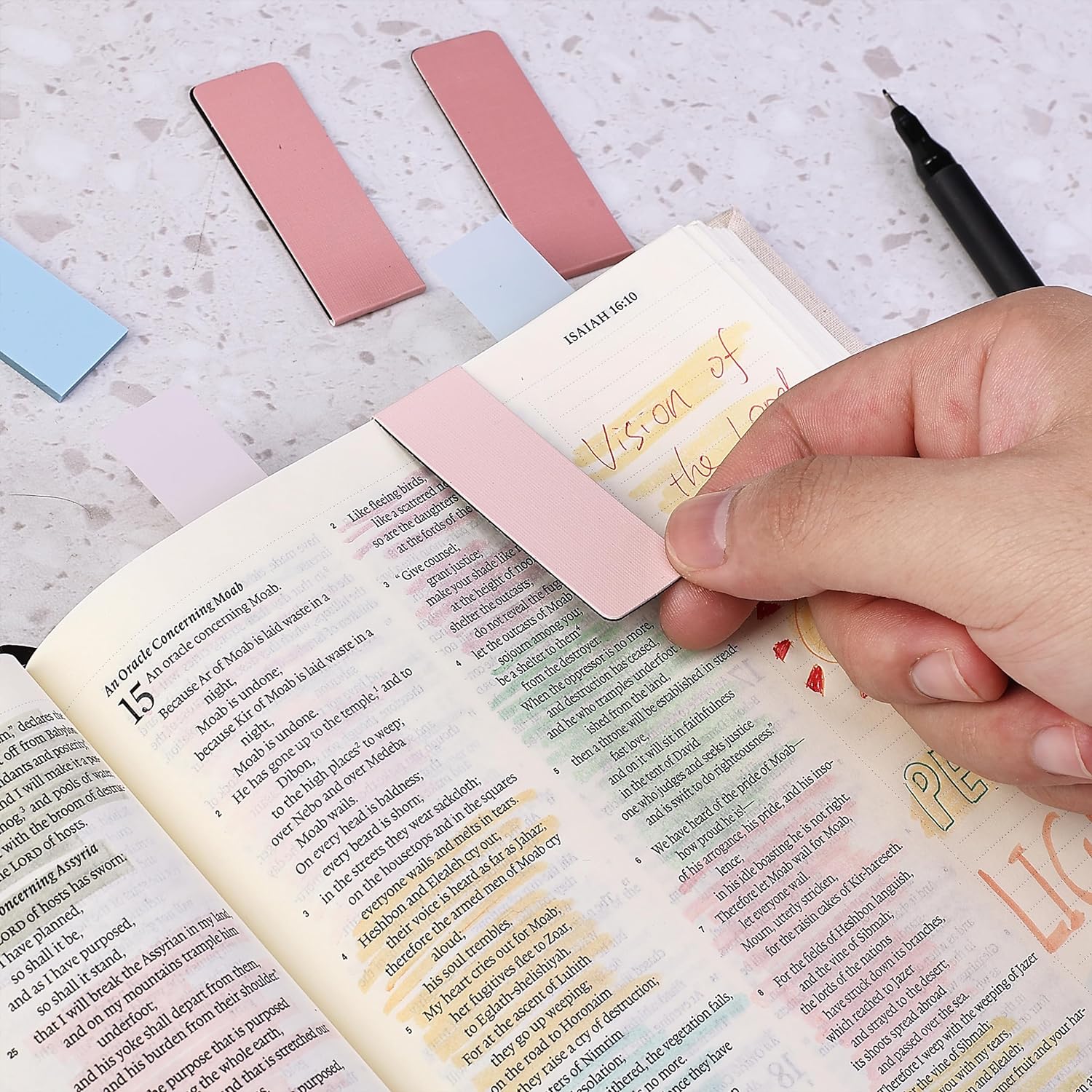 Bible Journaling Kit, No Bleed Highlighters & Pens, Tabs, Prayer Cards, Sticky Notes, Pencil Case - Image 8