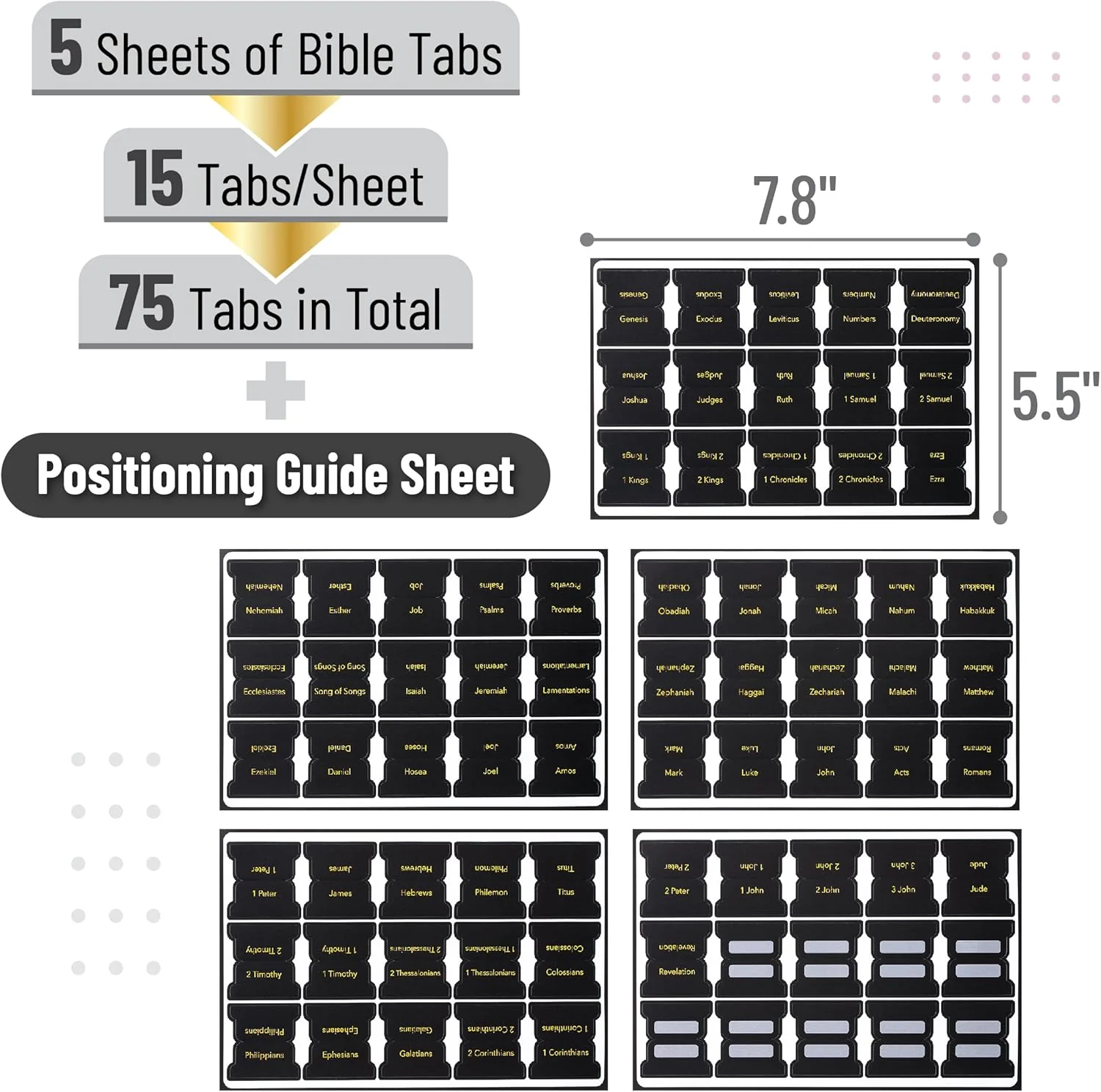 Mr. Pen- Bible Tabs, 75 Tabs, Black with Gold Foil Lettering, Laminated Bible Tabs for Women and Men - Image 2