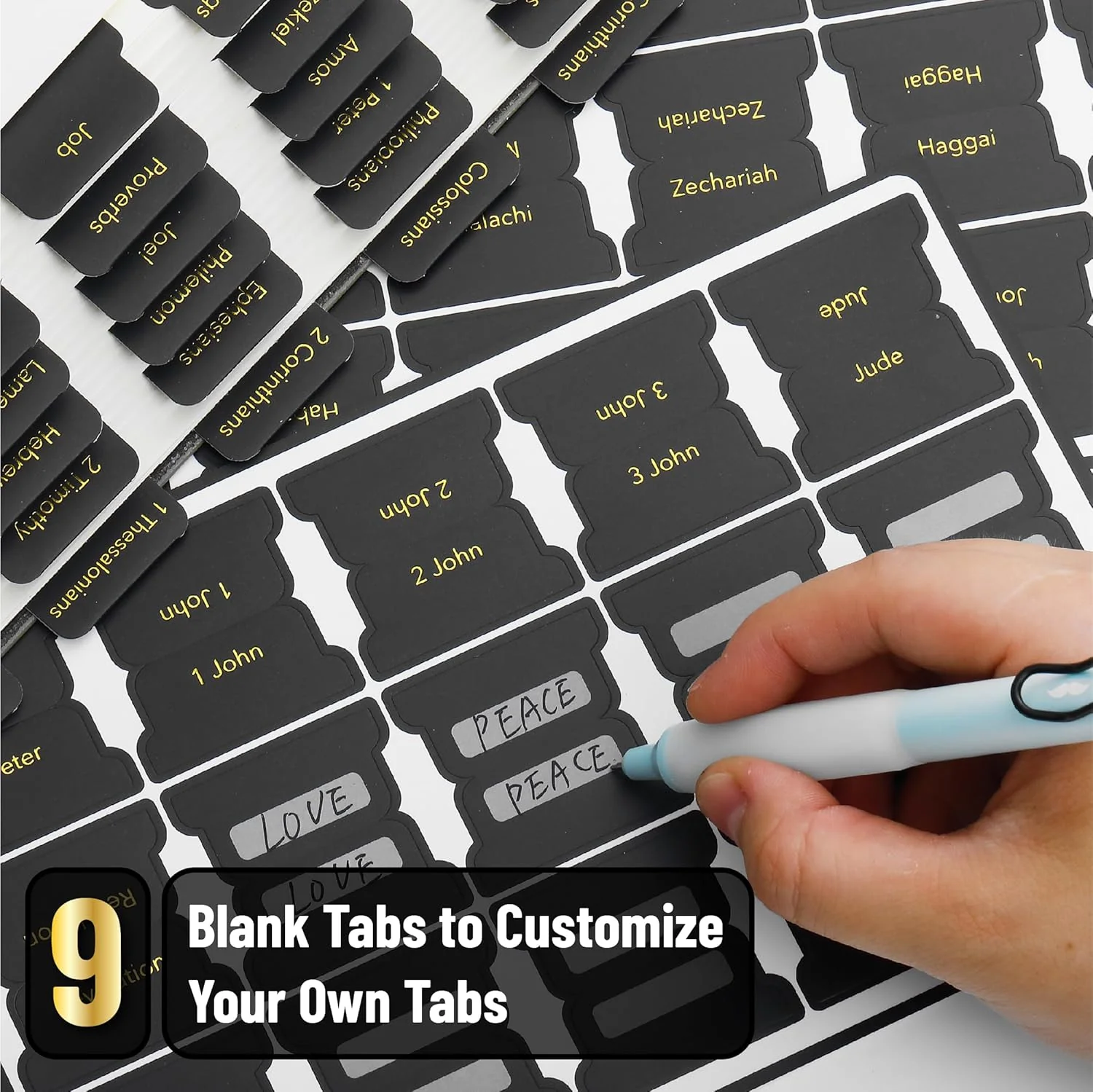 Mr. Pen- Bible Tabs, 75 Tabs, Black with Gold Foil Lettering, Laminated Bible Tabs for Women and Men - Image 3