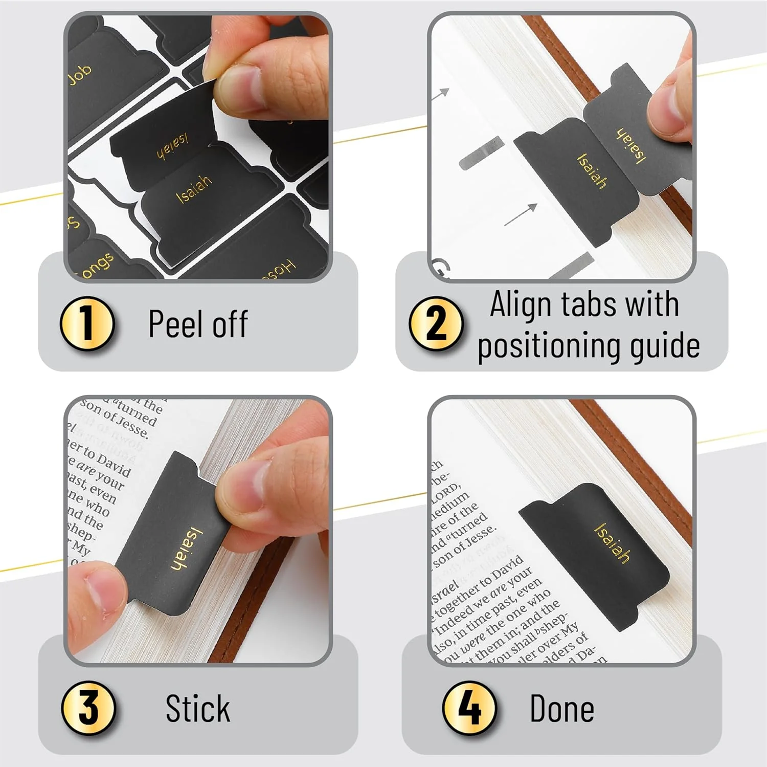 Mr. Pen- Bible Tabs, 75 Tabs, Black with Gold Foil Lettering, Laminated Bible Tabs for Women and Men - Image 4